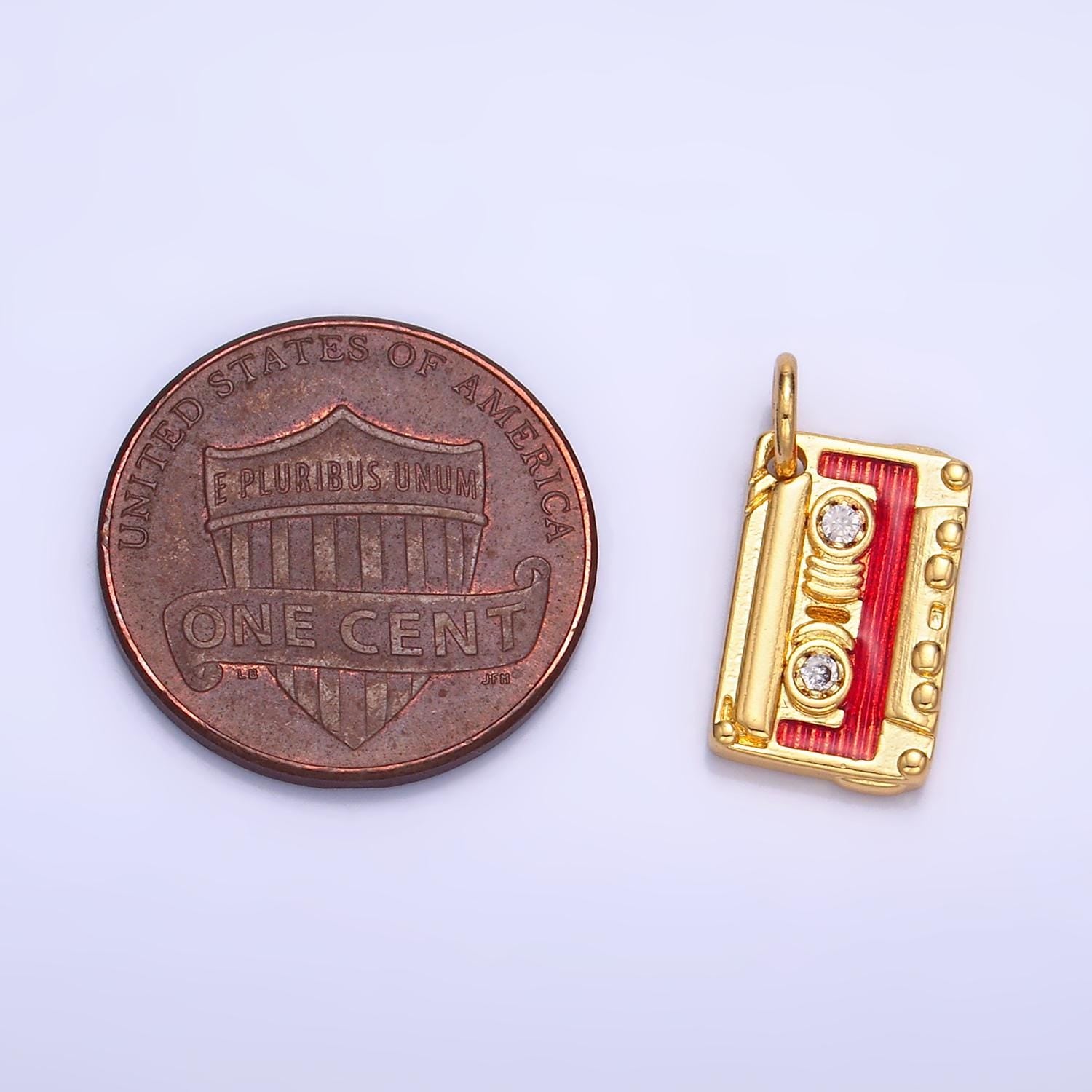 24k gold filled Cassette Tape charm pendant retro boombox charm necklace gift idea gold charm for bracelet necklace W406