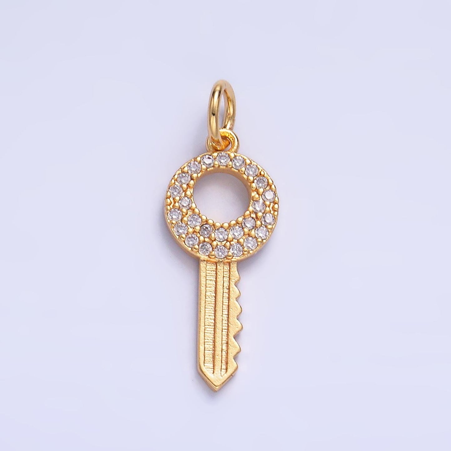 Tiny Key Charm Mini Gold Filled Key Pendant Cubic Zirconia Minimalist Jewelry Making W403