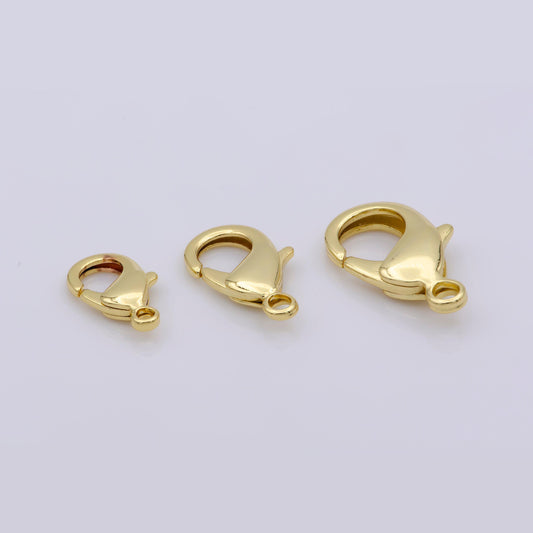 1pc wholesale lobster clasp gold , lobster claw clasp for jewelry making, size option 27mmx17mm, 23mmx14mm, 19mmx12mm