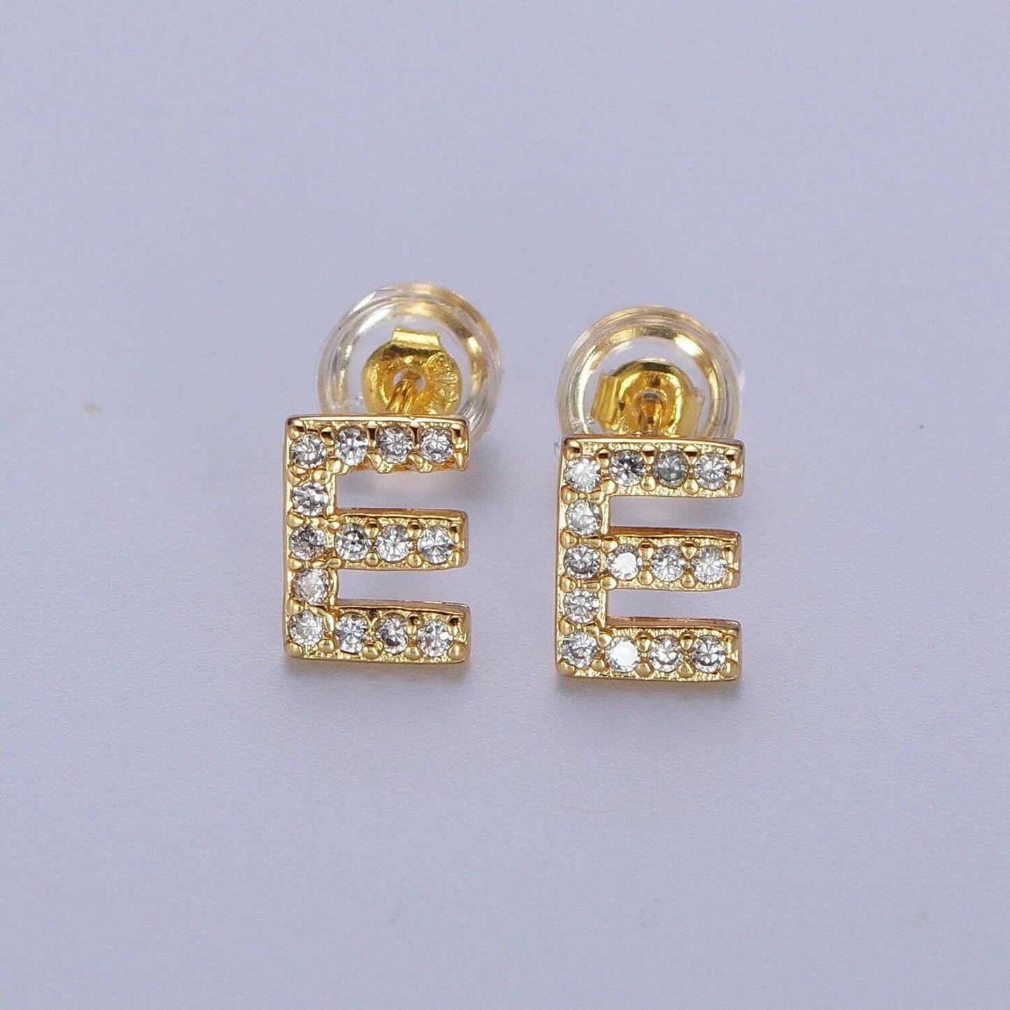 1 pair 14k gold filled cz diamond stud earrings fashion alphabet letter initial earring tiny hypoallergenic studs dainty earring for gift