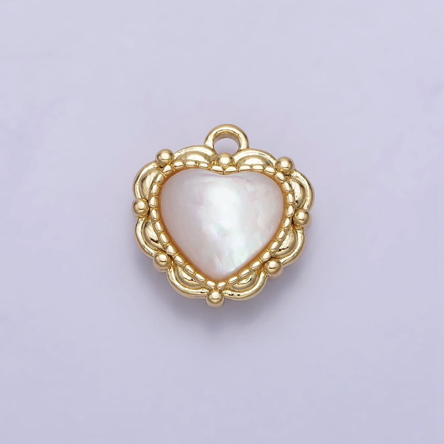 Mini gold heart white shell pearl antique artisan charm pendant love charm for handmade jewelry supply necklace bracelet ac1046