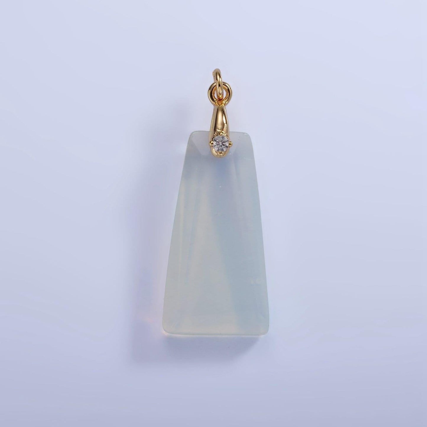 14k gold filled charm natural gemstone howlite amethyst rose quartz labradorite tiger eye triangle cz bail pendant | ag324 - ag332