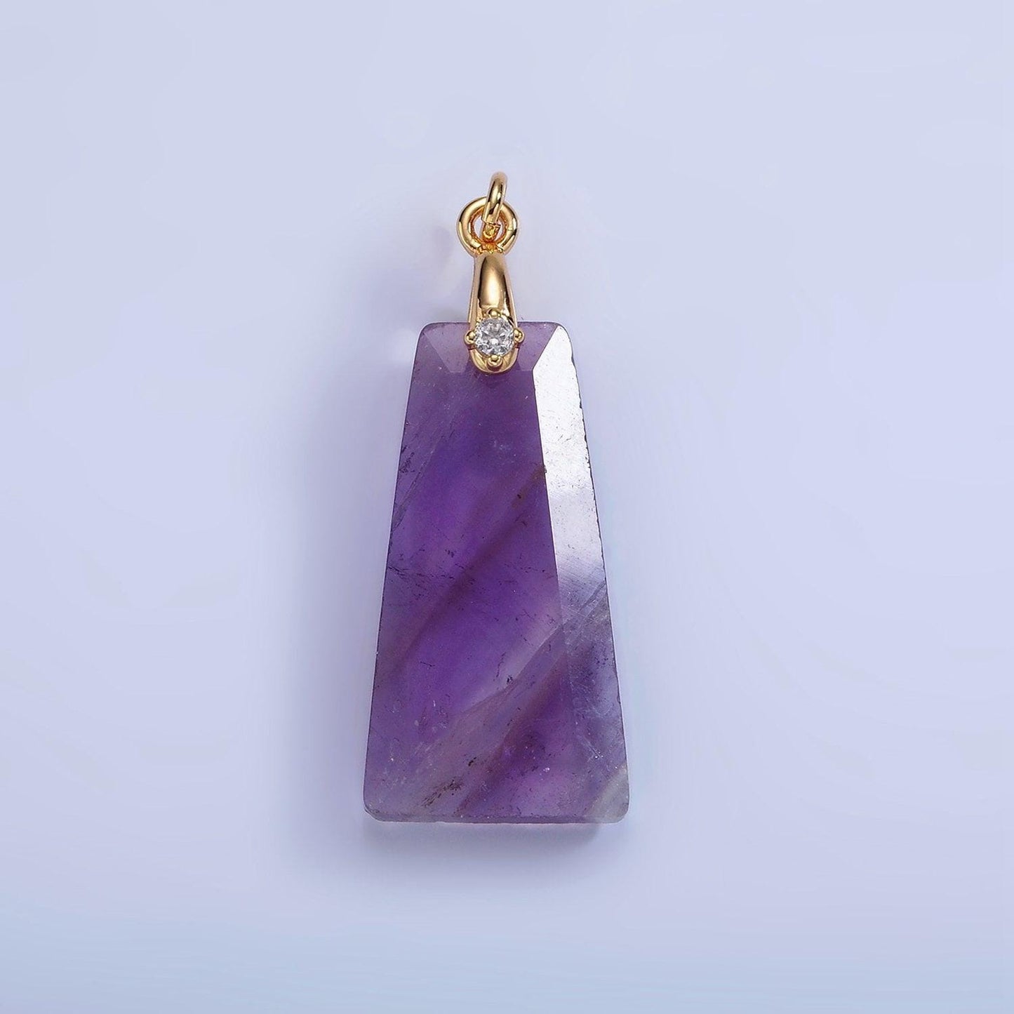 14k gold filled charm natural gemstone howlite amethyst rose quartz labradorite tiger eye triangle cz bail pendant | ag324 - ag332