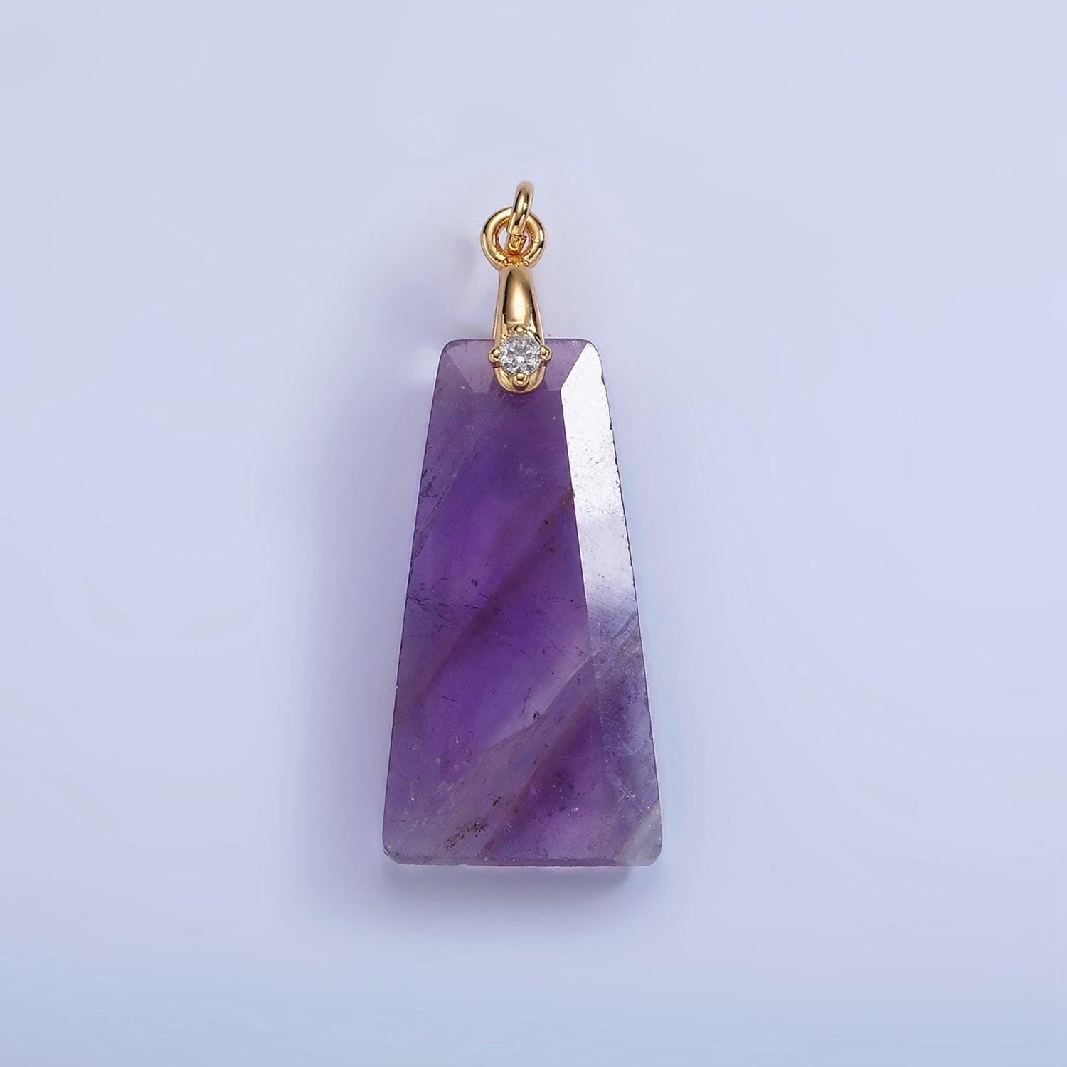 14k gold filled charm natural gemstone howlite amethyst rose quartz labradorite tiger eye triangle cz bail pendant | ag324 - ag332