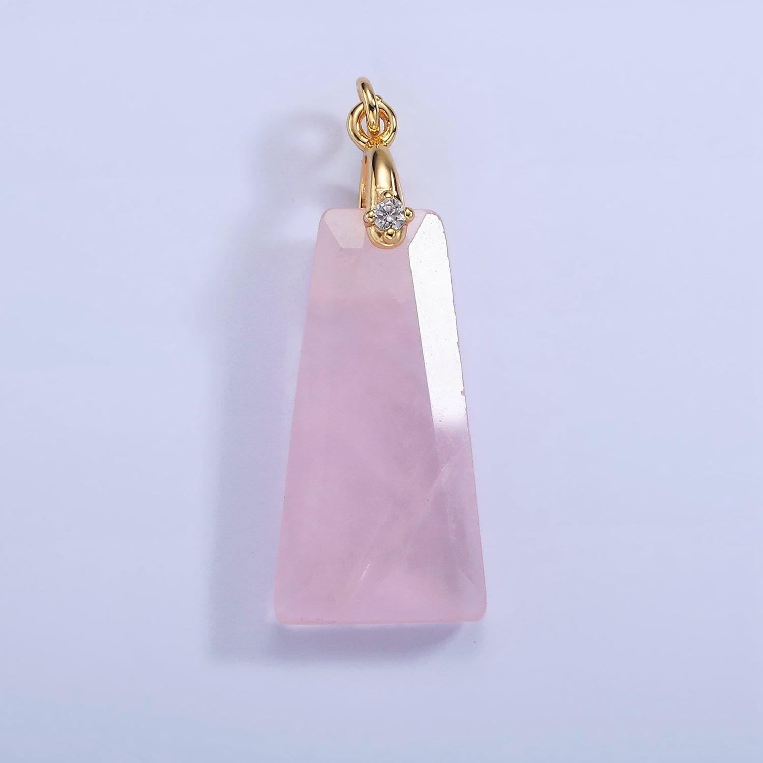 14k gold filled charm natural gemstone howlite amethyst rose quartz labradorite tiger eye triangle cz bail pendant | ag324 - ag332