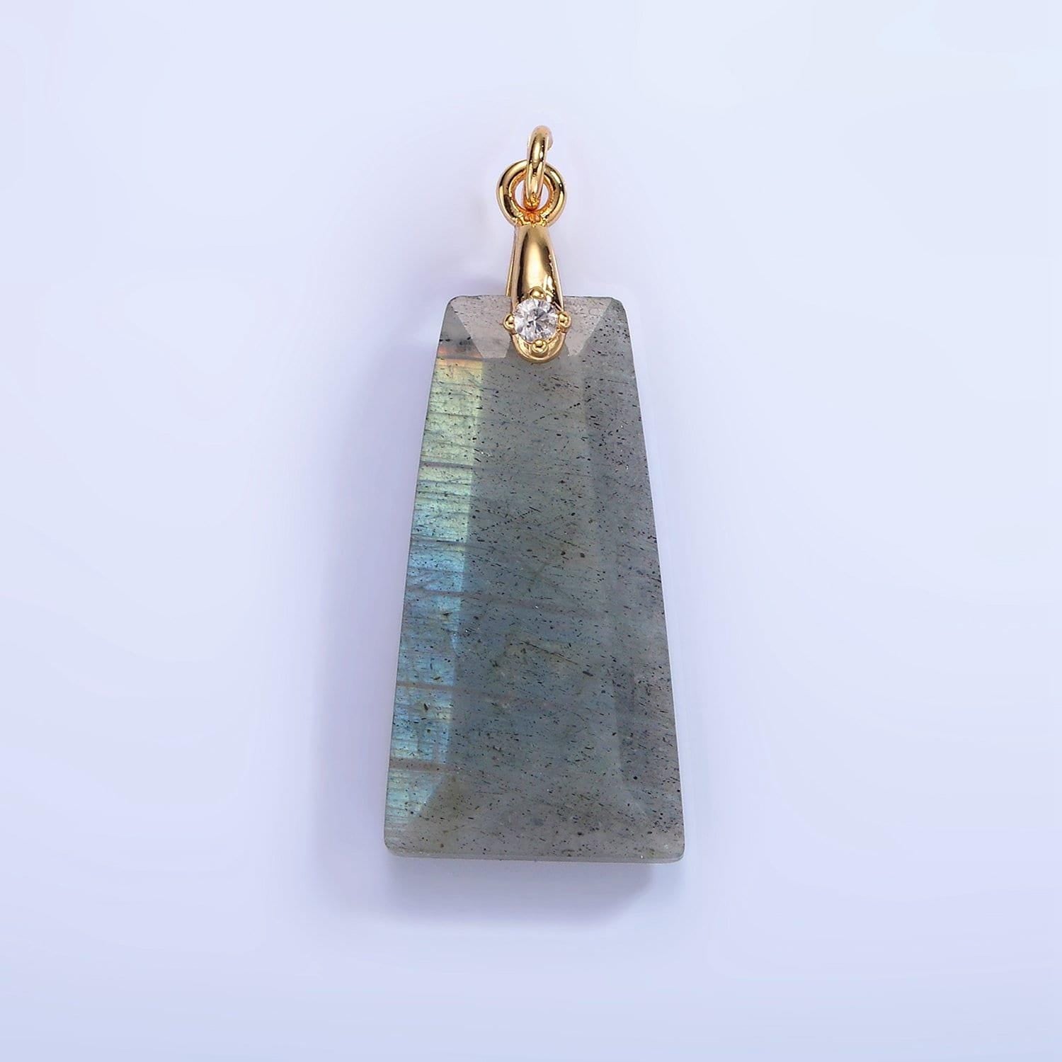 14k gold filled charm natural gemstone howlite amethyst rose quartz labradorite tiger eye triangle cz bail pendant | ag324 - ag332