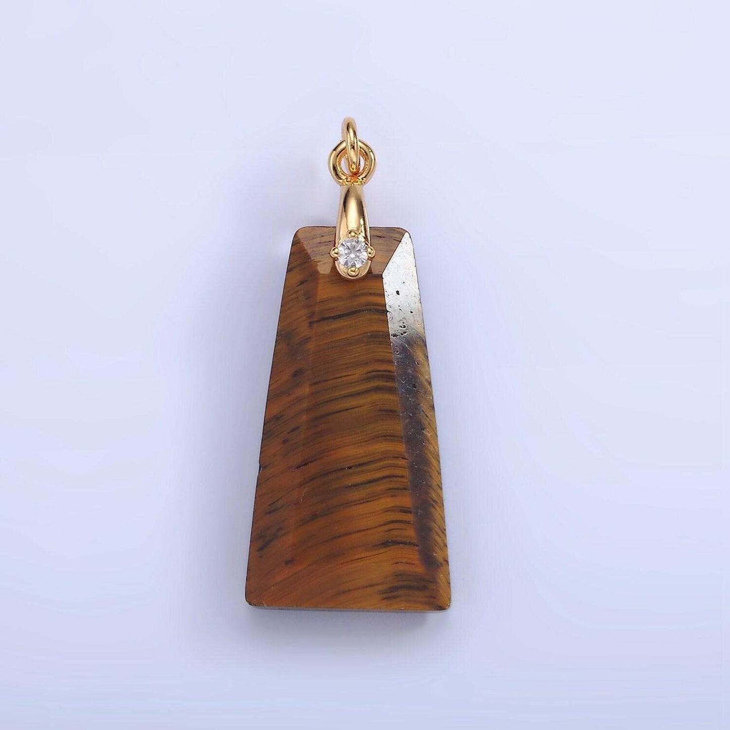 14k gold filled charm natural gemstone howlite amethyst rose quartz labradorite tiger eye triangle cz bail pendant | ag324 - ag332