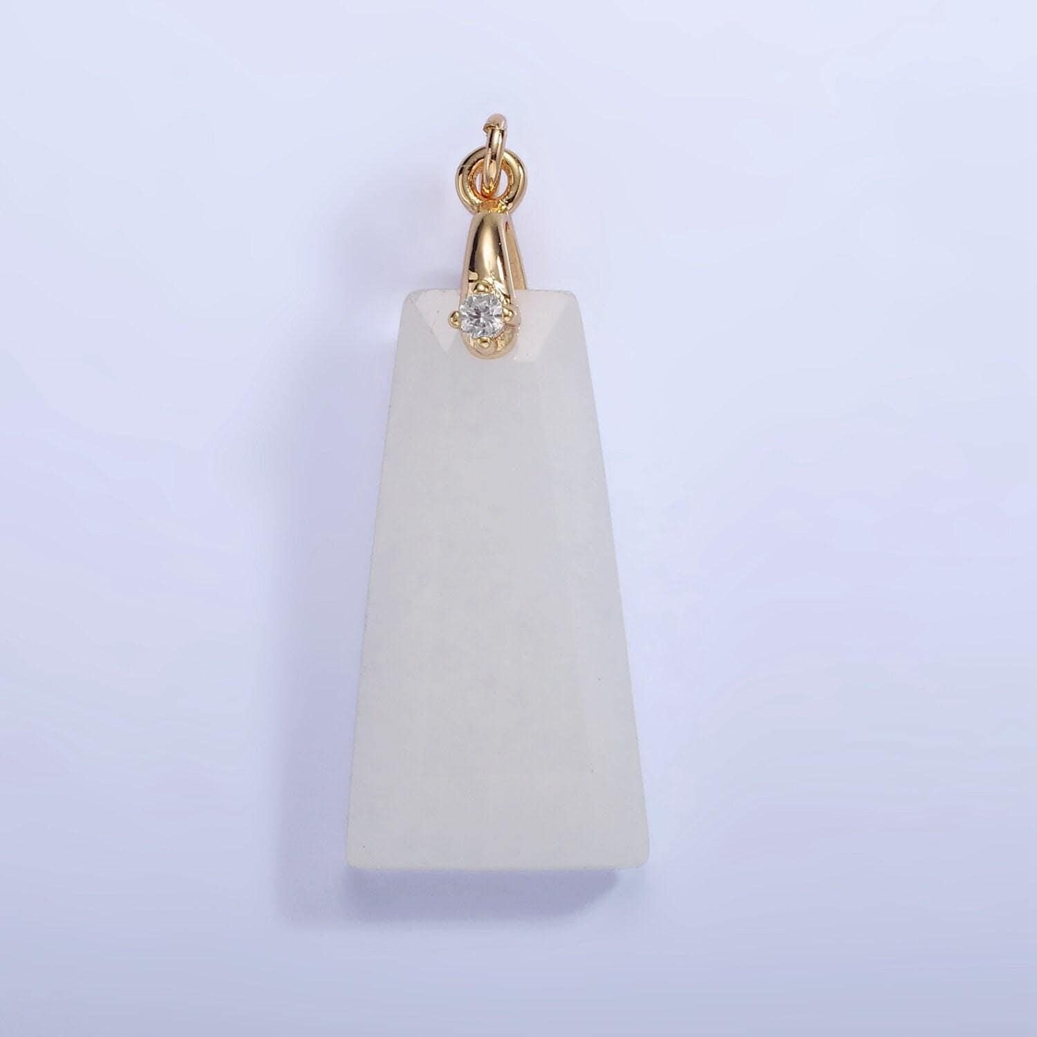 14k gold filled charm natural gemstone howlite amethyst rose quartz labradorite tiger eye triangle cz bail pendant | ag324 - ag332