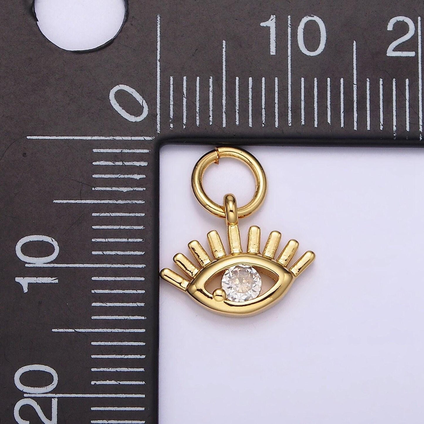 Mini clear cubic evil eye charm, gold filled charm eye of ra amulet jewelry pendants cubic zirconia n-975