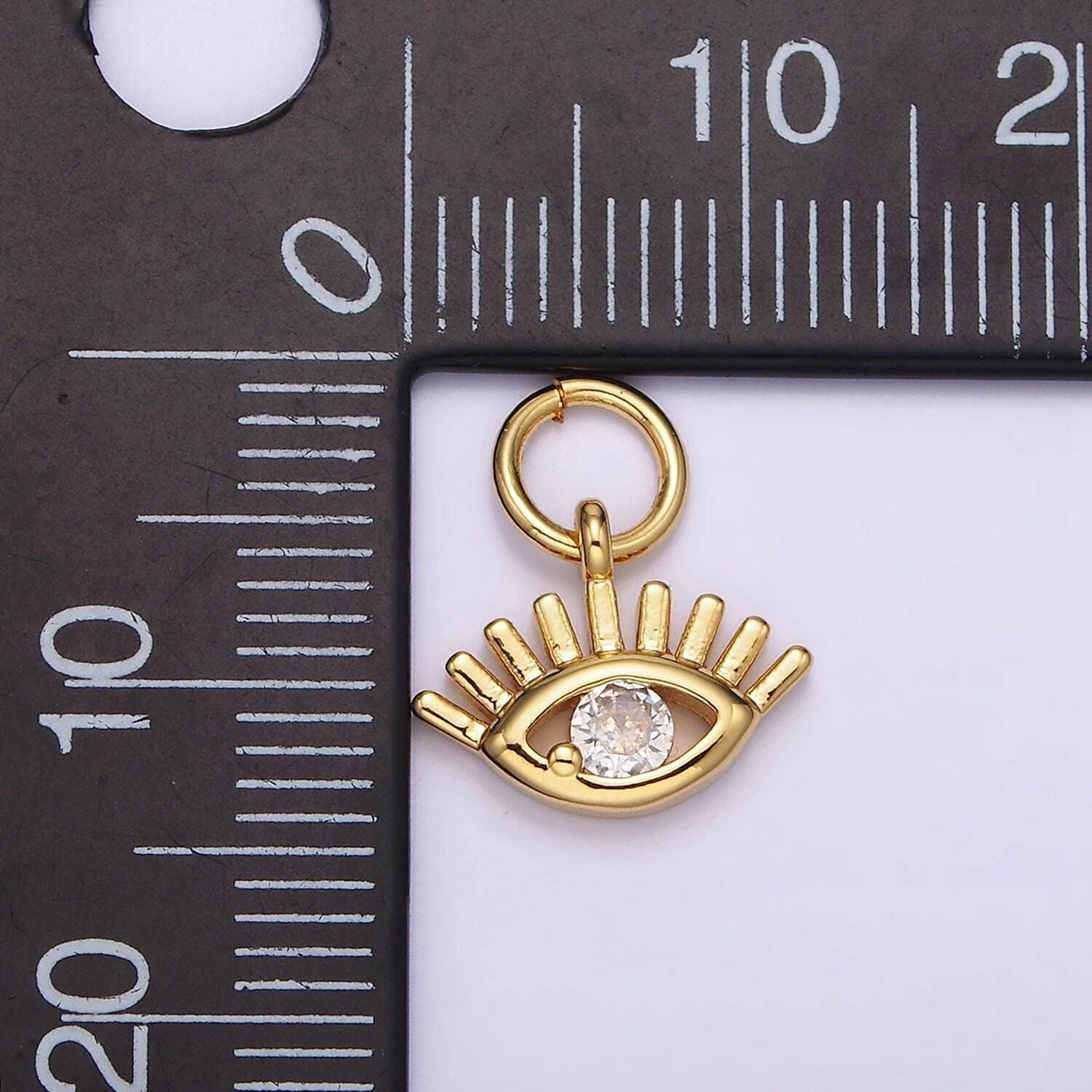 Mini clear cubic evil eye charm, gold filled charm eye of ra amulet jewelry pendants cubic zirconia n-975