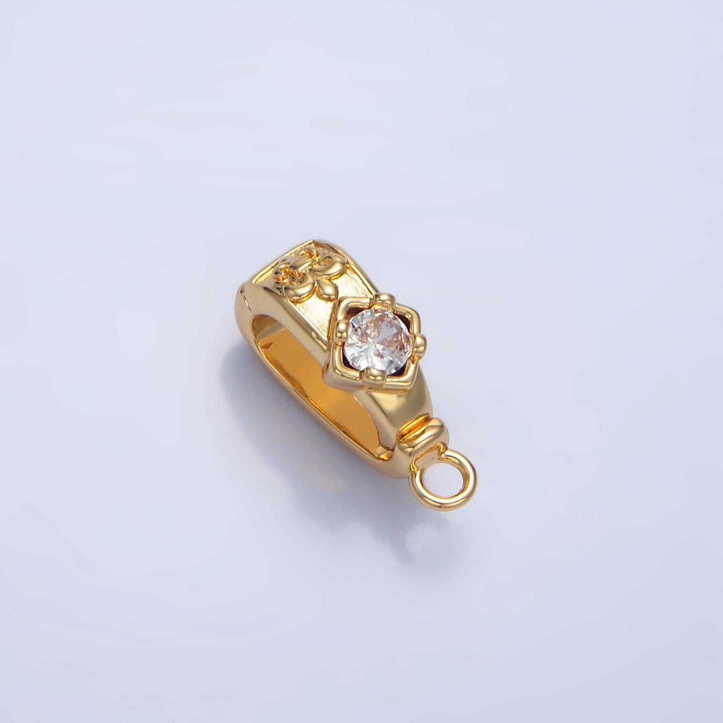 14k gold filled hinged pull clasp charm bail necklace enhancer cz bail enhancer snap bail clasp charm with loop for charm bar supply z972