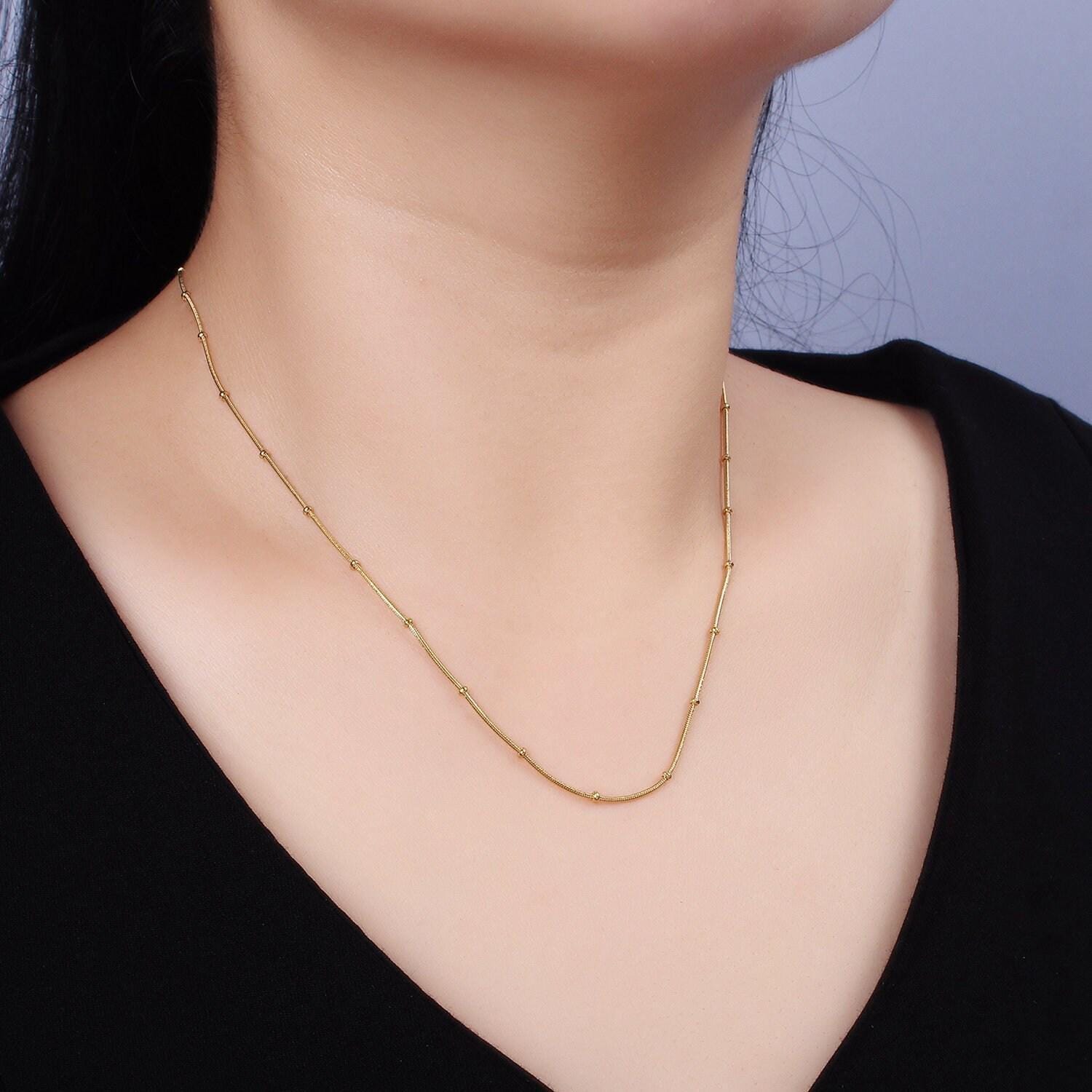 Stainless steel 1.8mm satellite snake 18 inch layering chain necklace | wa-2006