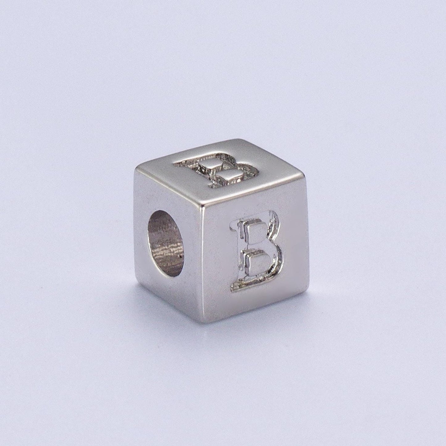 Silver initial letter block charm connector, 6.2mm blocks alphabet pendants, minimalistic initial letter blocks link connector a1158-a1170