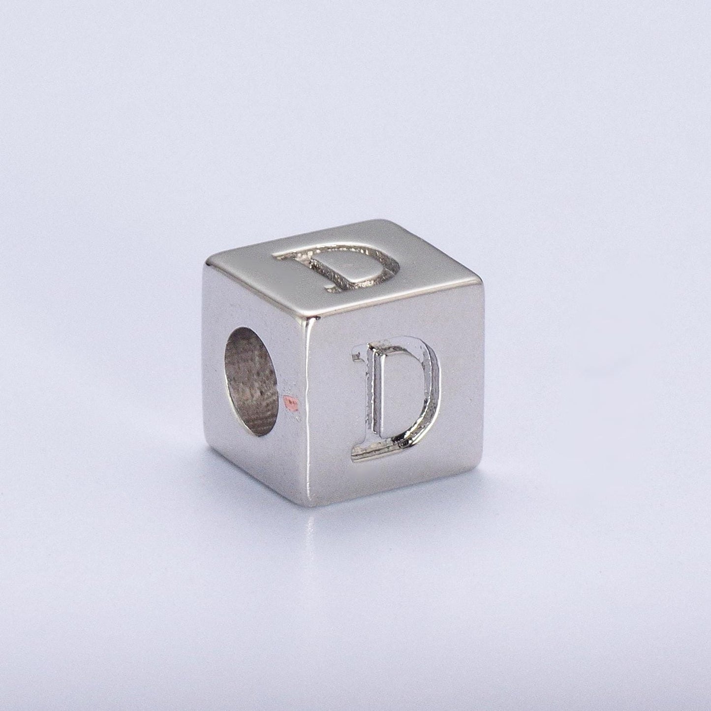 Silver initial letter block charm connector, 6.2mm blocks alphabet pendants, minimalistic initial letter blocks link connector a1158-a1170