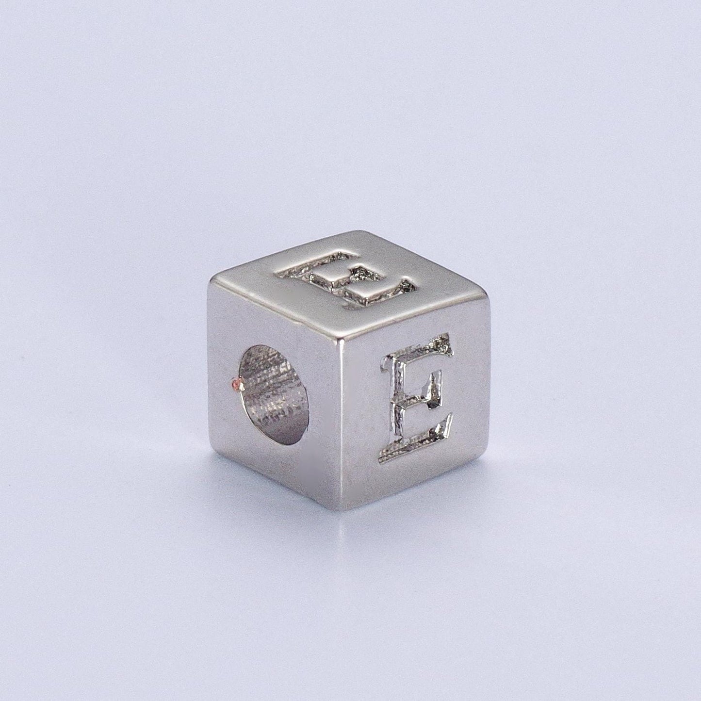 Silver initial letter block charm connector, 6.2mm blocks alphabet pendants, minimalistic initial letter blocks link connector a1158-a1170