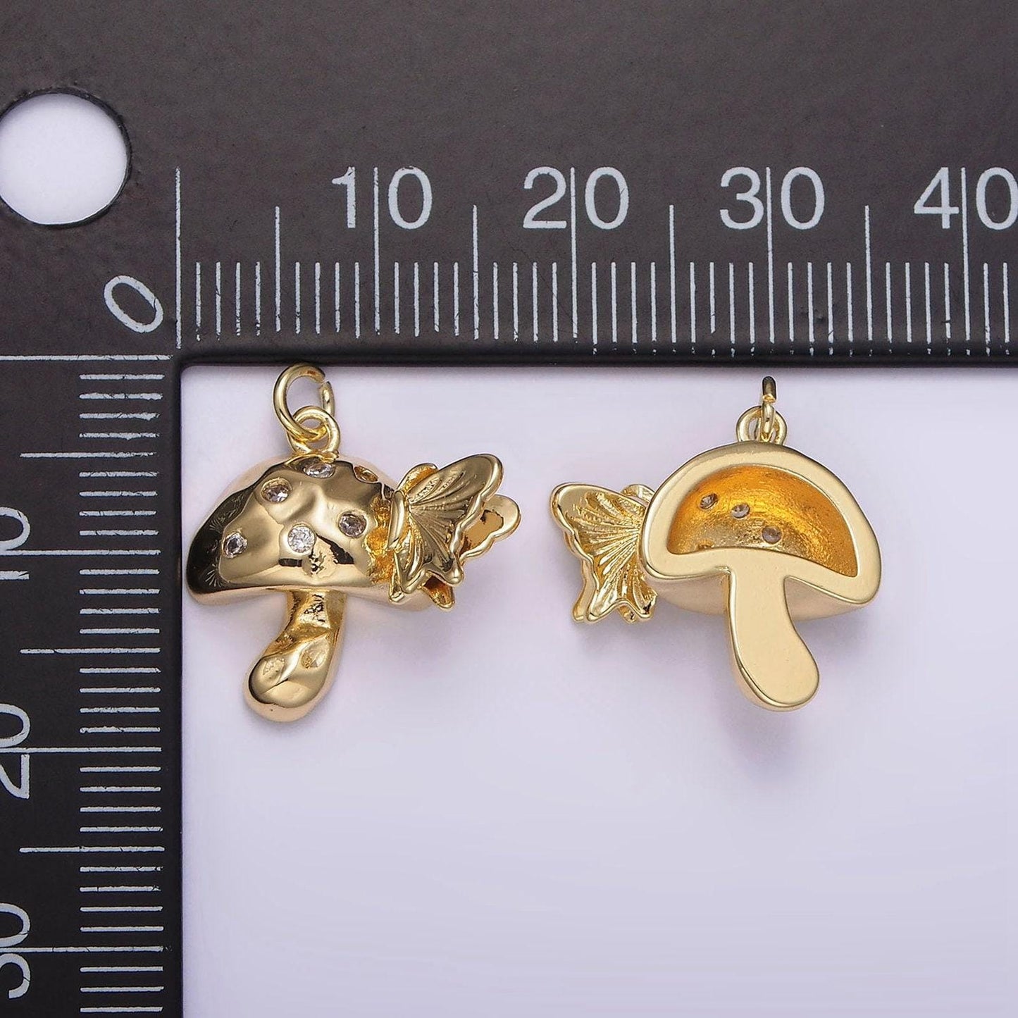 Dainty mushroom pendant 14k gold filled shroomie with butterfly charm diy fashion jewelry charm add on necklace bracelet earring | ag416