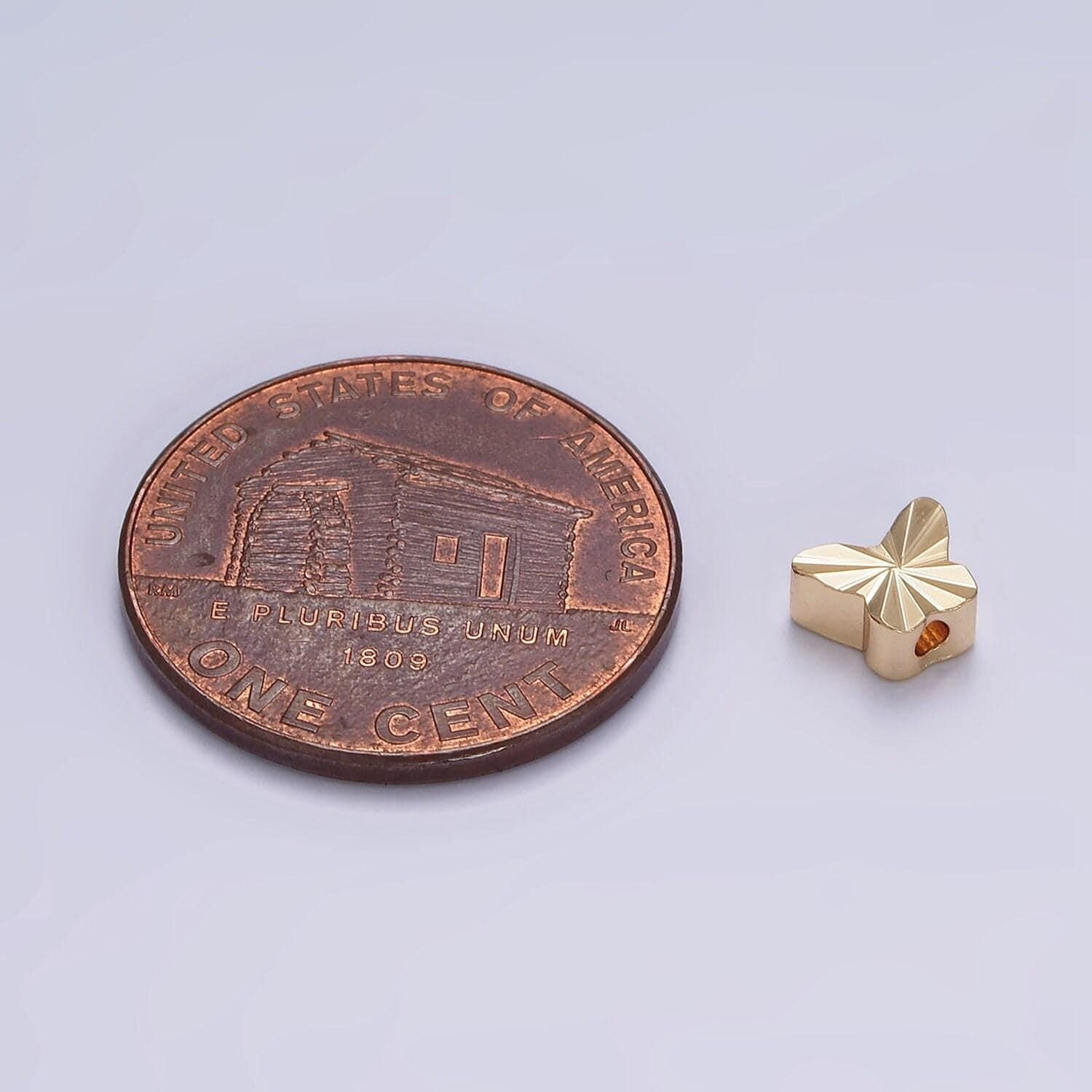 1x gold dainty butterfly spacer beads, mariposa beads, insect animal bracelet connector for bracelet jewelry making supply finding b-834