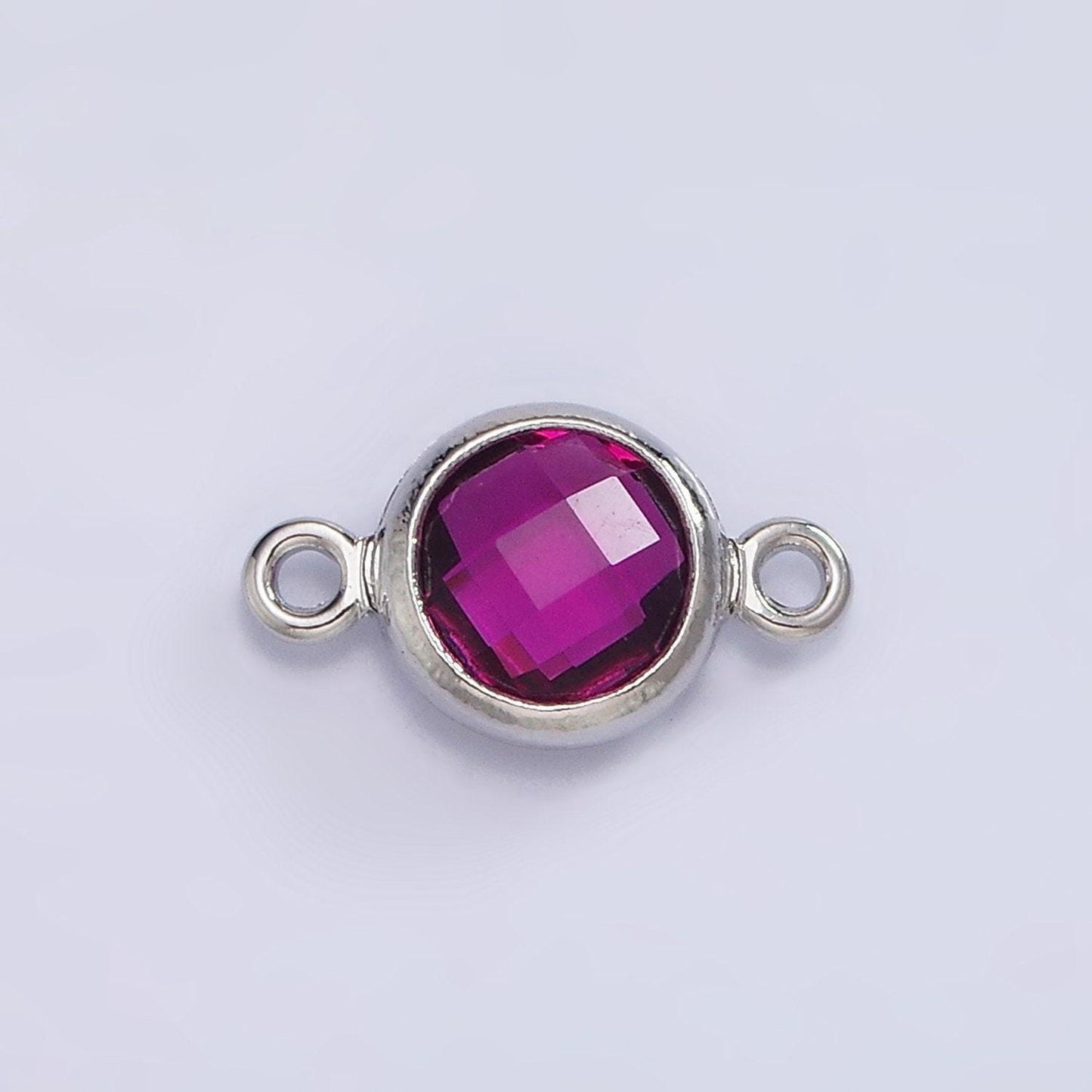 Mini silver cubic zirconia link connector color faceted crystal charm connector 6mm birthstone link connector g-730 - g-741