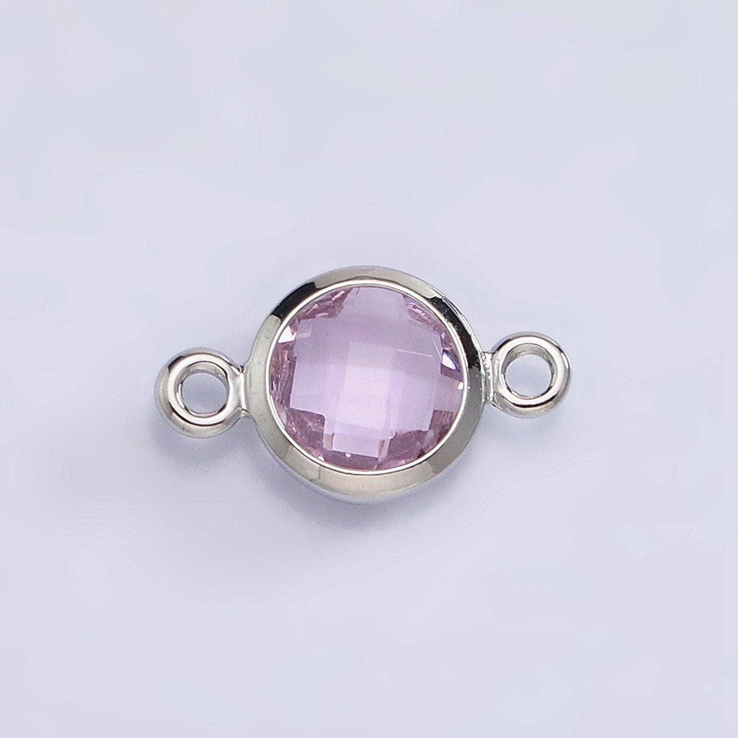 Mini silver cubic zirconia link connector color faceted crystal charm connector 6mm birthstone link connector g-730 - g-741