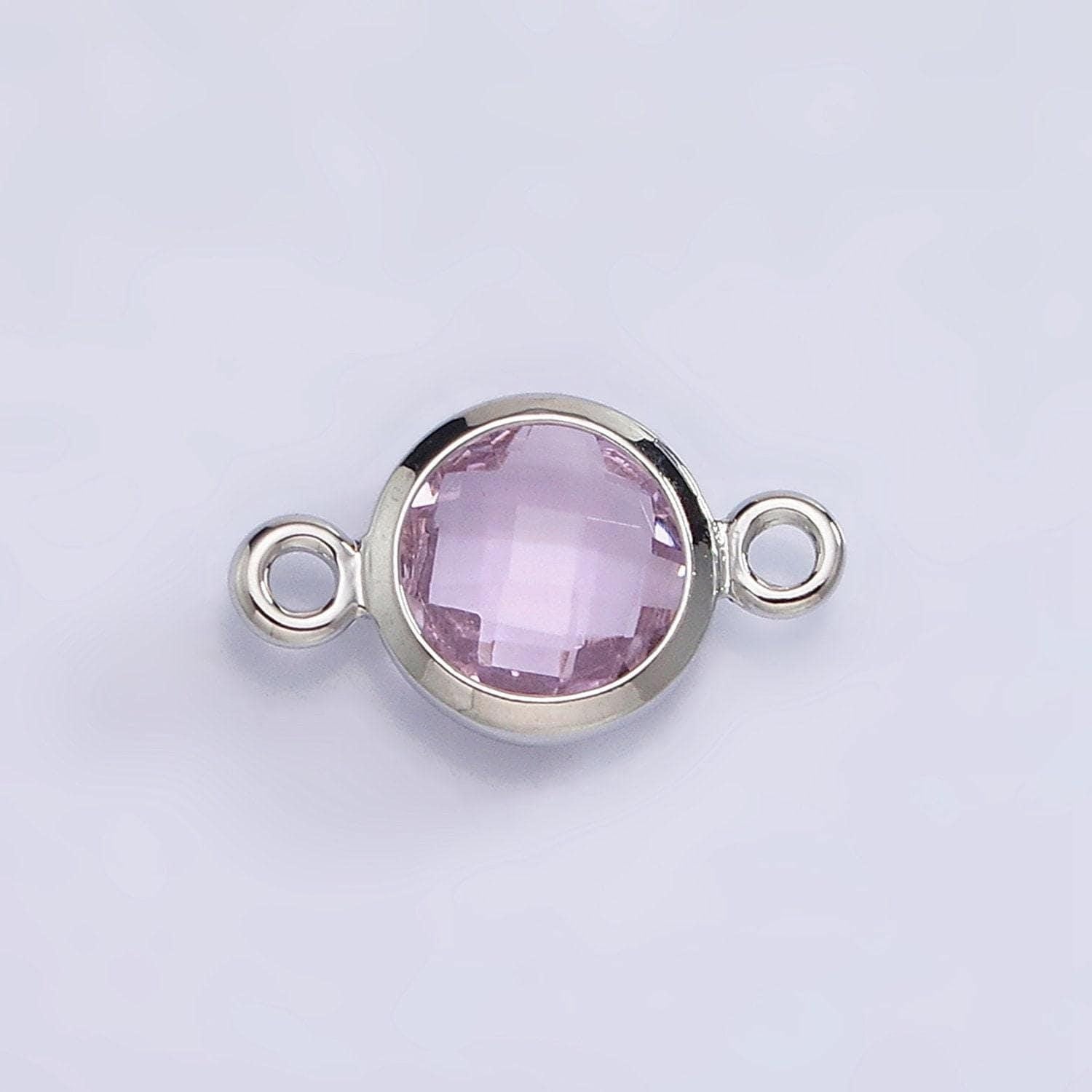 Mini silver cubic zirconia link connector color faceted crystal charm connector 6mm birthstone link connector g-730 - g-741