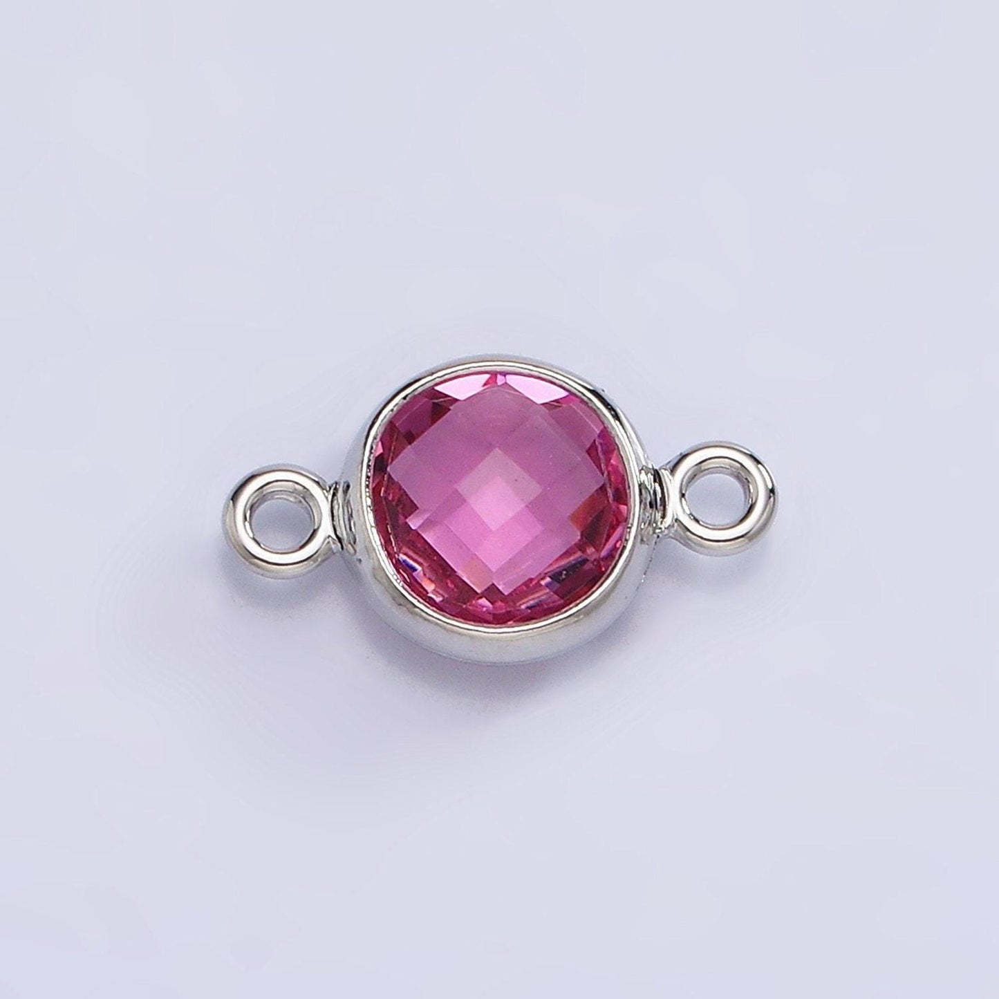 Mini silver cubic zirconia link connector color faceted crystal charm connector 6mm birthstone link connector g-730 - g-741