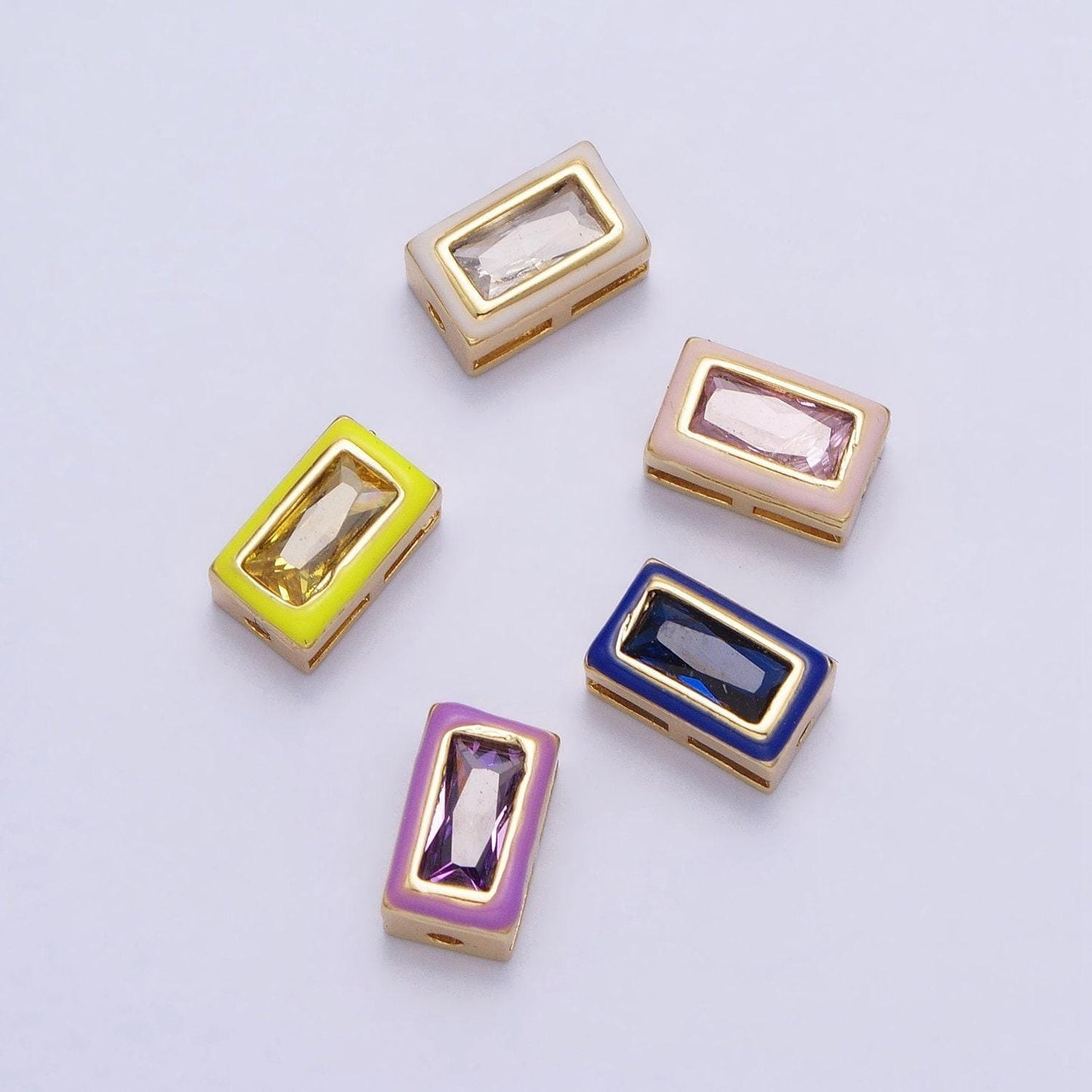 Cubiz zirconia square - enamel rectangle cz geometric beads gold beads spacer for bracelet necklace supply b-174 - b-175