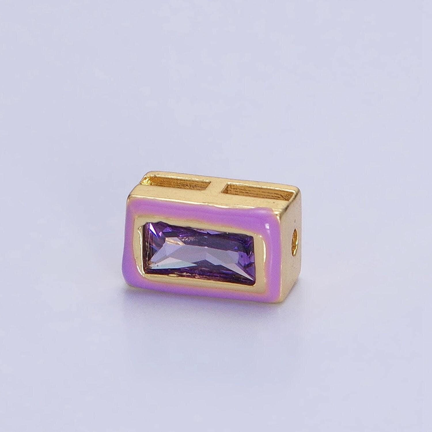 Cubiz zirconia square - enamel rectangle cz geometric beads gold beads spacer for bracelet necklace supply b-174 - b-175