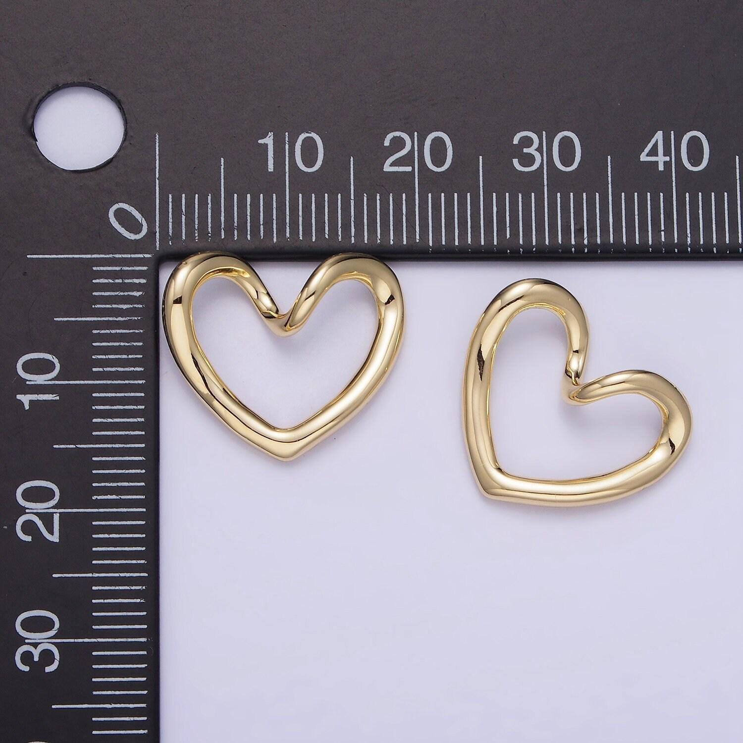 Mini gold open heart charm z712