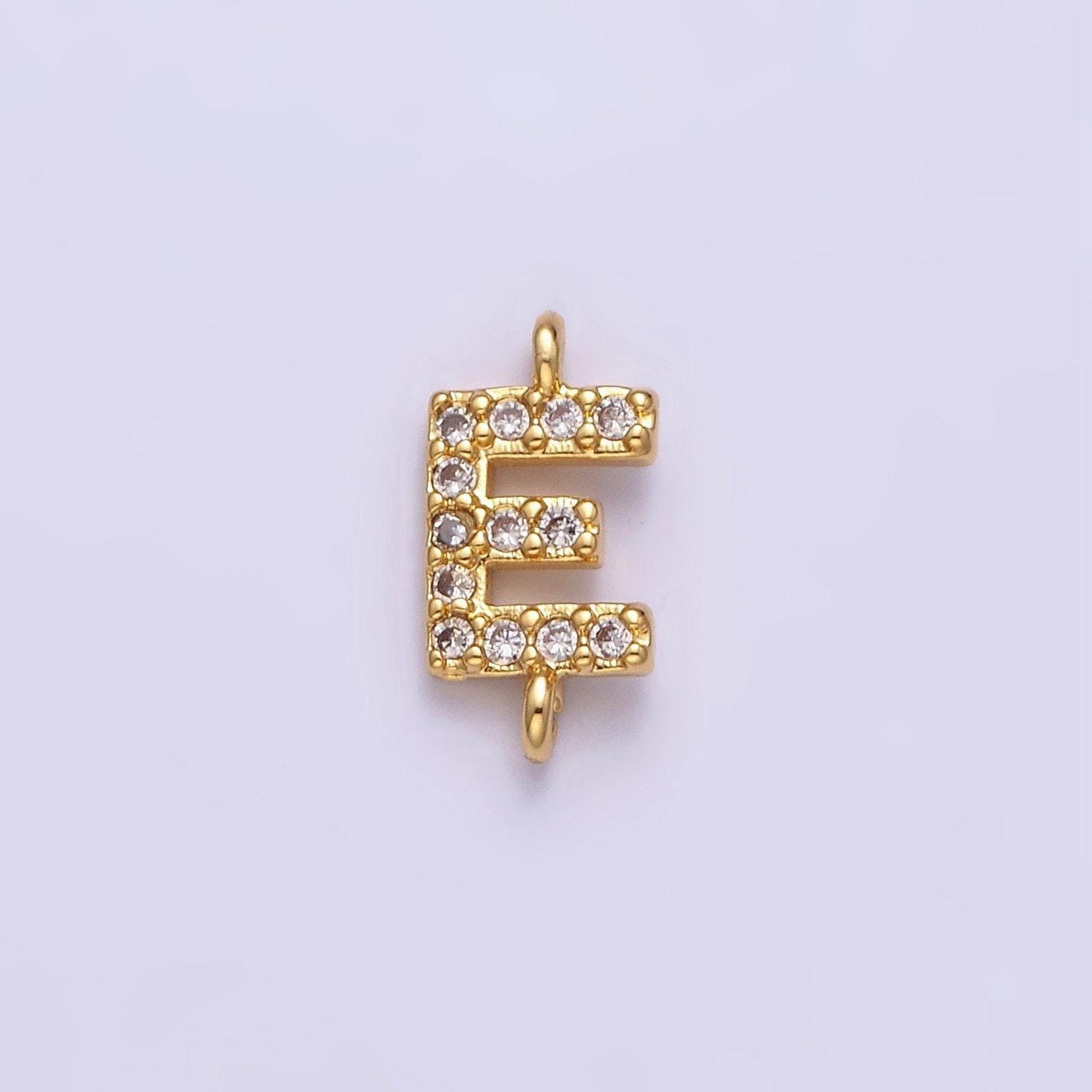 Mini cz sideway initial charm connector gold letter dainty name necklace link connector for personalized jewelry supply bracelet necklace