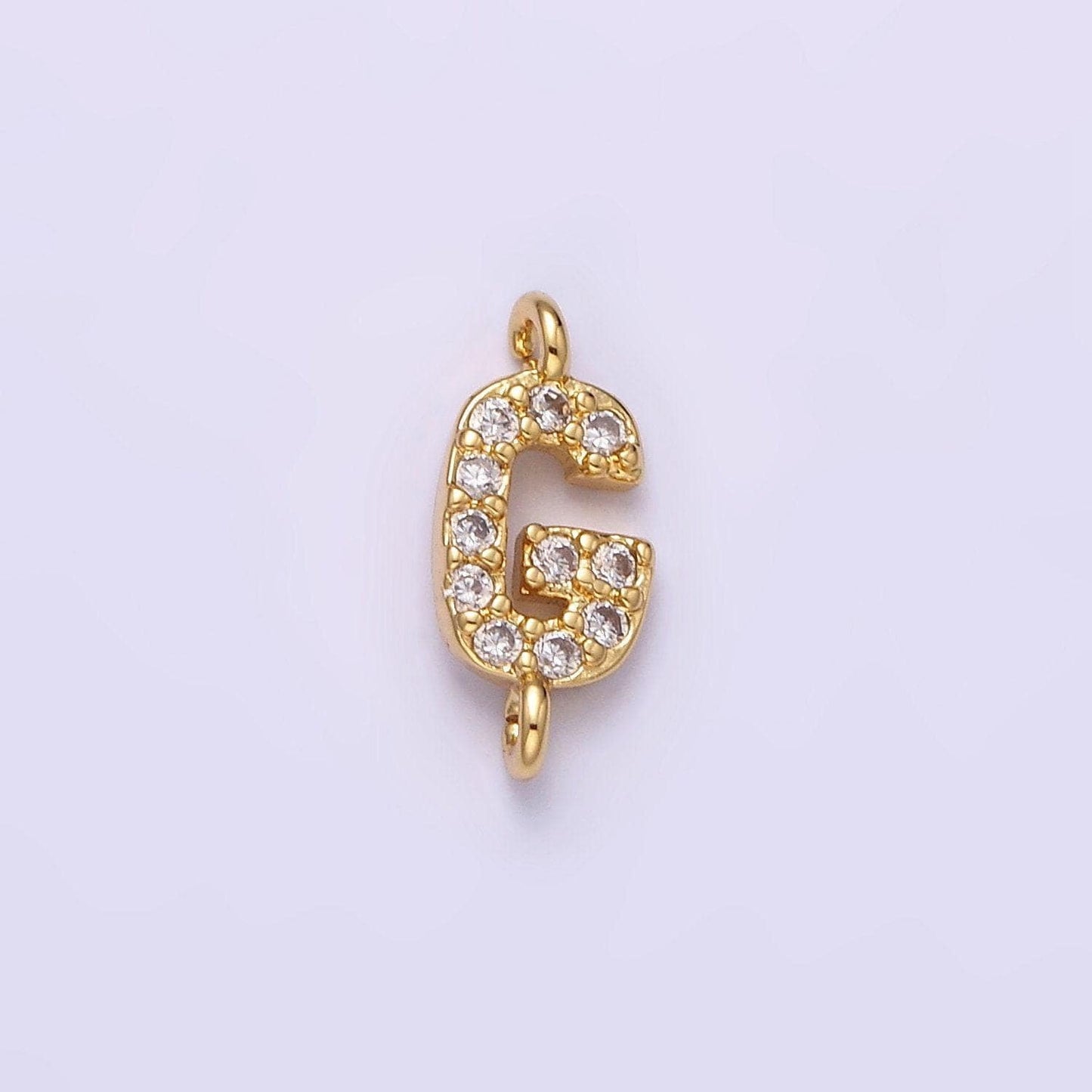 Mini cz sideway initial charm connector gold letter dainty name necklace link connector for personalized jewelry supply bracelet necklace