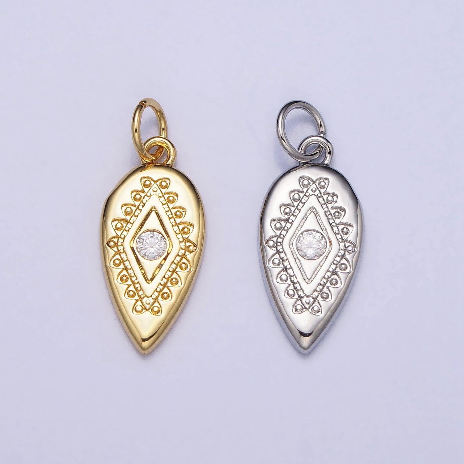 Dainty evil eye charm, gold plated mini tear drop charm eye of ra amulet jewelry pendants cubic zirconia ac664