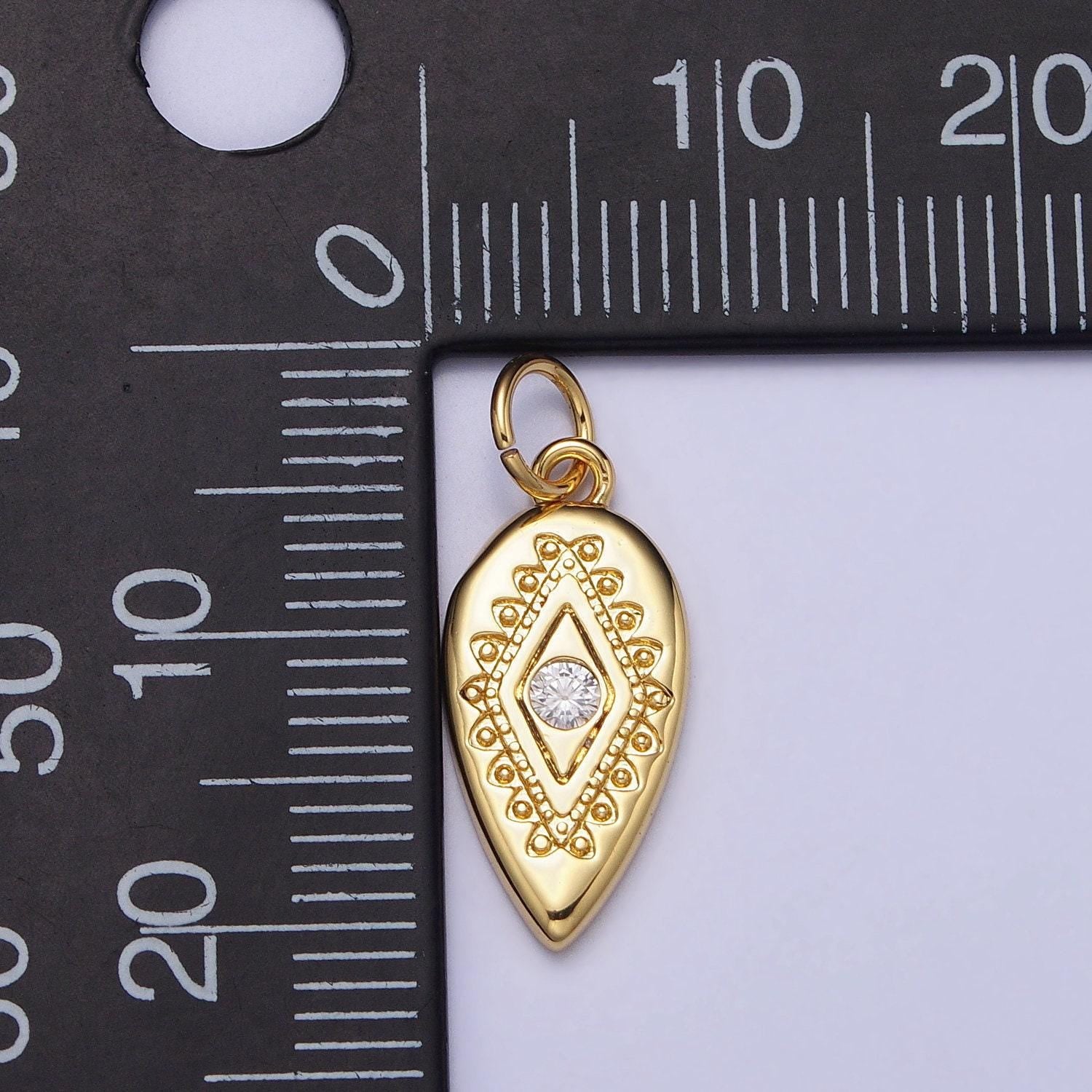 Dainty evil eye charm, gold plated mini tear drop charm eye of ra amulet jewelry pendants cubic zirconia ac664