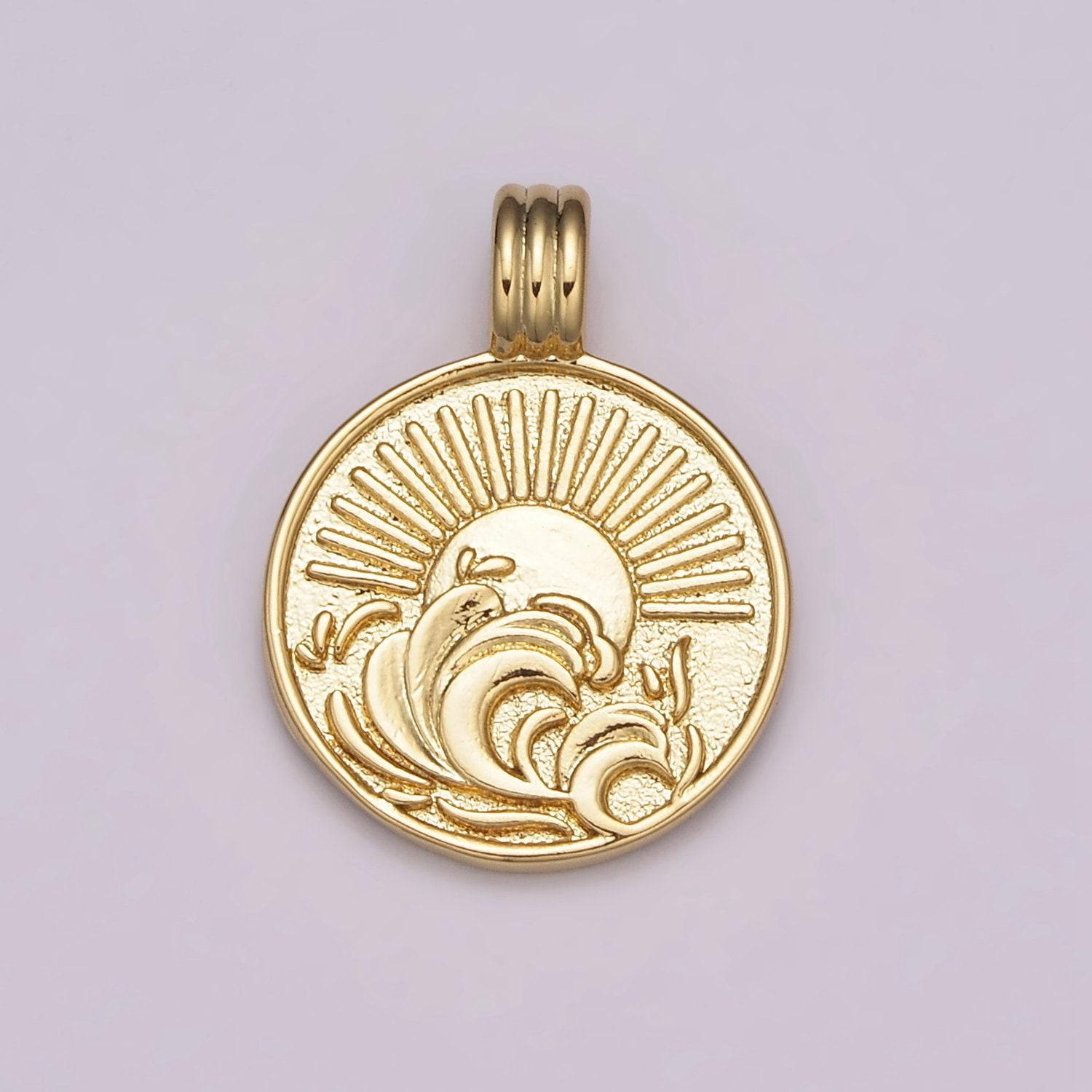 New element collection gold element charm fire wind earth ocean wave charm 24k gold filled medallion for necklace bracelet supply