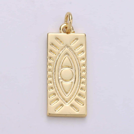 Evil eye pendant • 14k gold tiny evil eye pendant • protection pendant • military tag charm • minimalist jewelry pendant making, 1668