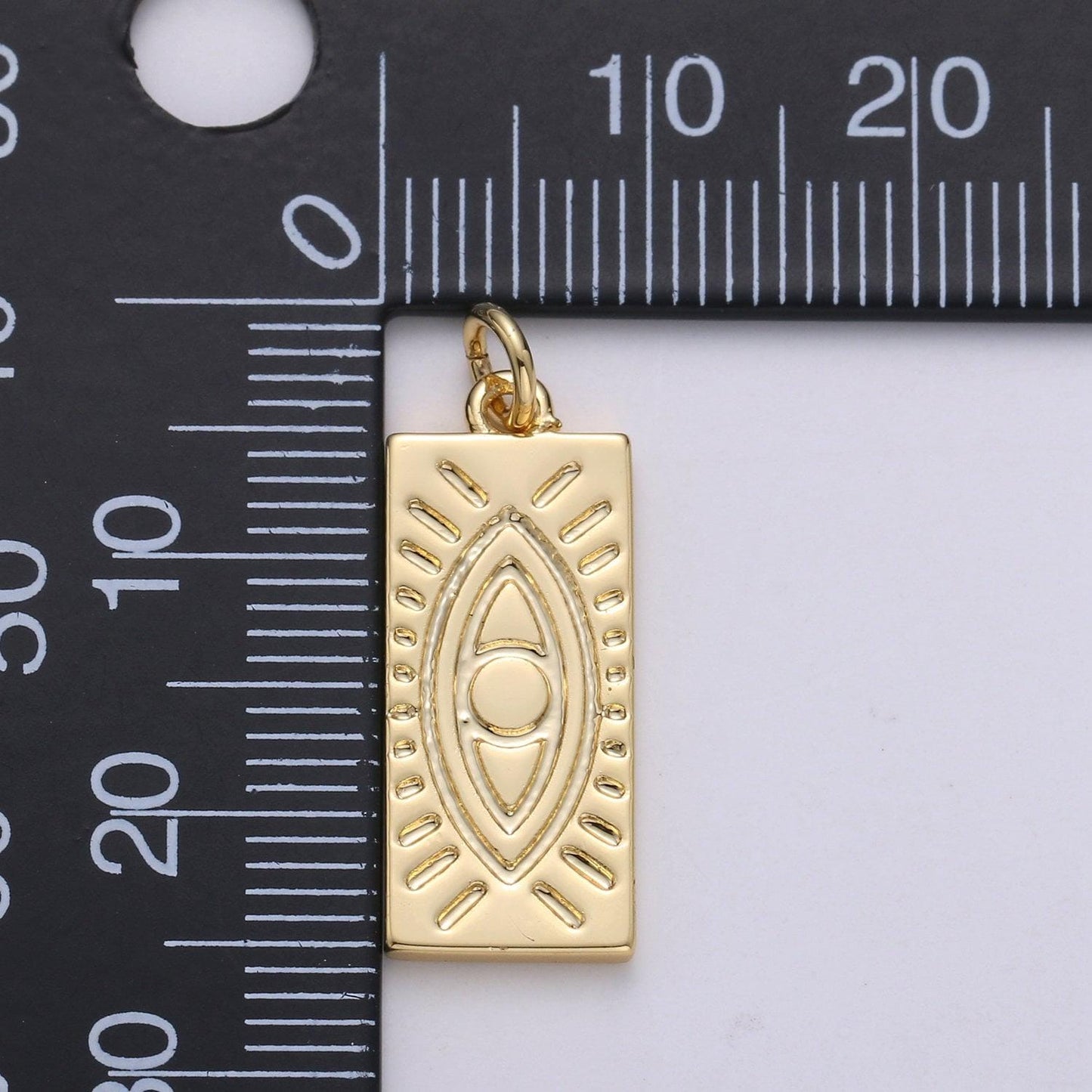 Evil eye pendant • 14k gold tiny evil eye pendant • protection pendant • military tag charm • minimalist jewelry pendant making, 1668