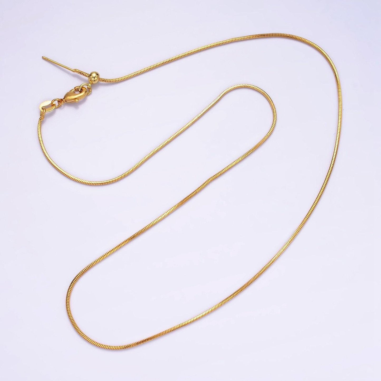 Adjustable necklace ready to wear 24k gold filled round snake chain necklace 18.5 inch dainty chain for jewelry making wa-2425