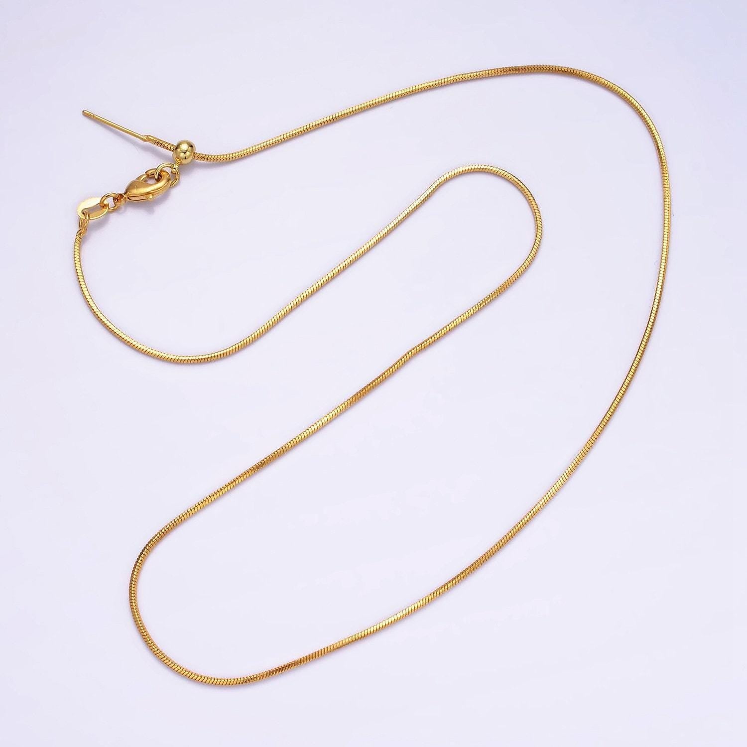 Adjustable necklace ready to wear 24k gold filled round snake chain necklace 18.5 inch dainty chain for jewelry making wa-2425
