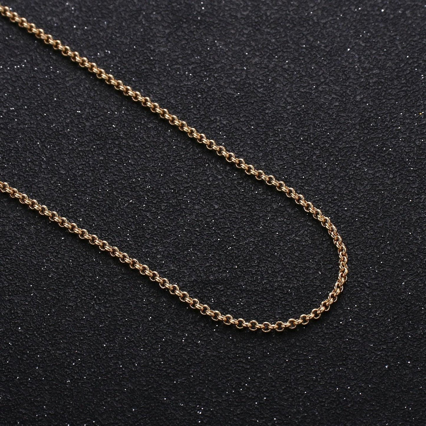 24k gold rolo cable chain by yard, oval link chain by foot, wholesale bulk roll chain for diy jewelry , thickness 2mm,277/824