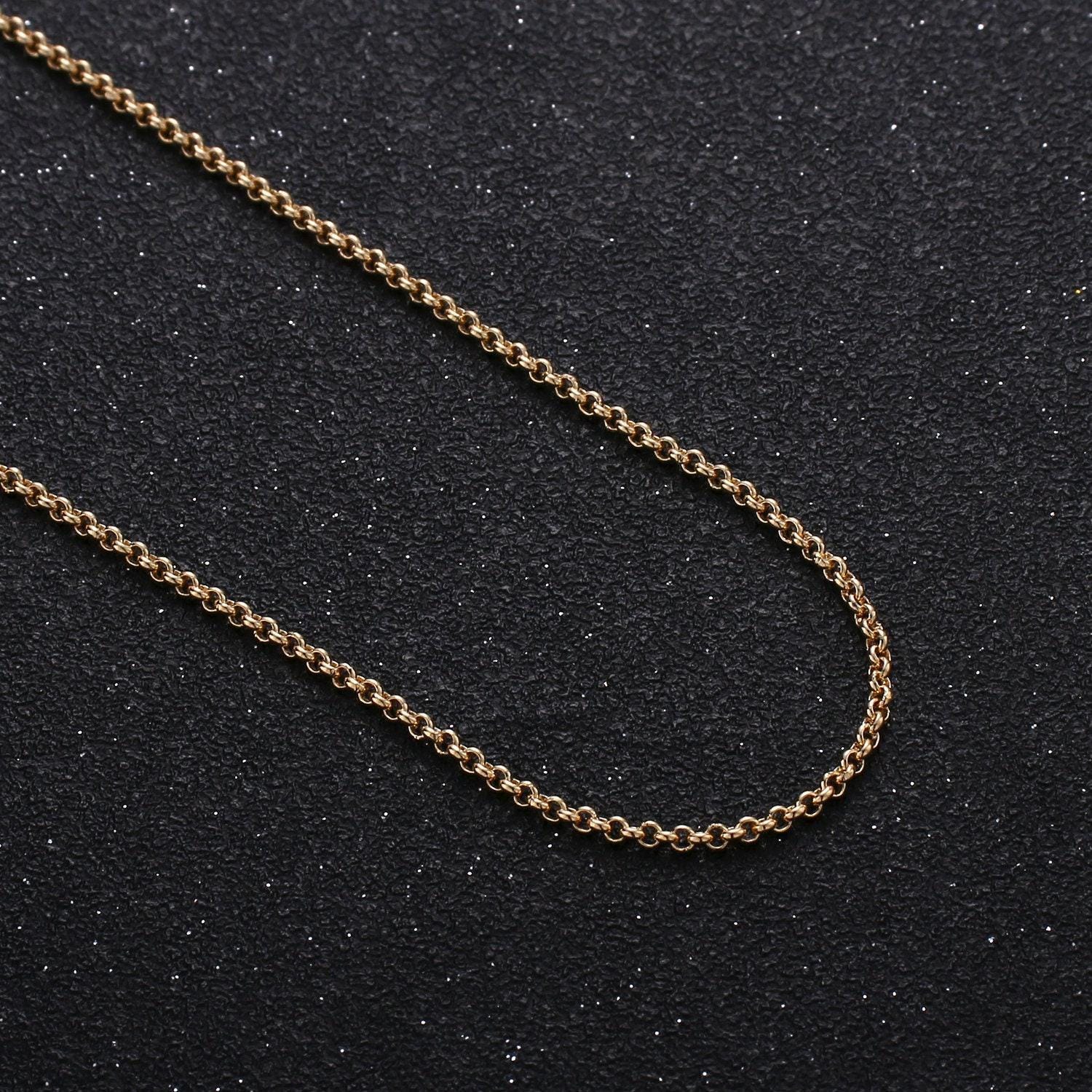 24k gold rolo cable chain by yard, oval link chain by foot, wholesale bulk roll chain for diy jewelry , thickness 2mm,277/824