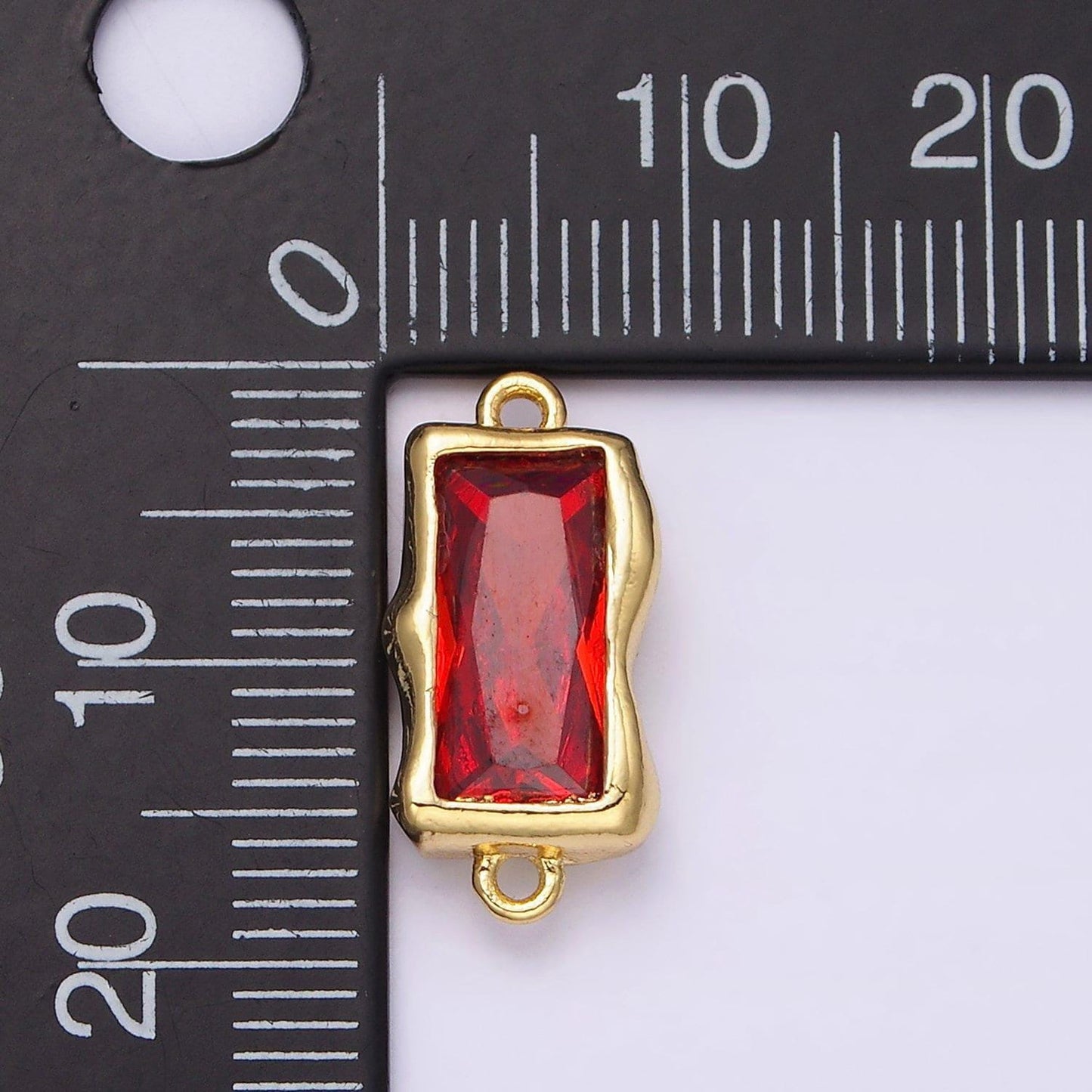 Rectangle solitaire cz birthstone charm connector geometric diamond cut dainty cubic zirconia link connector bracelet necklace supply y769