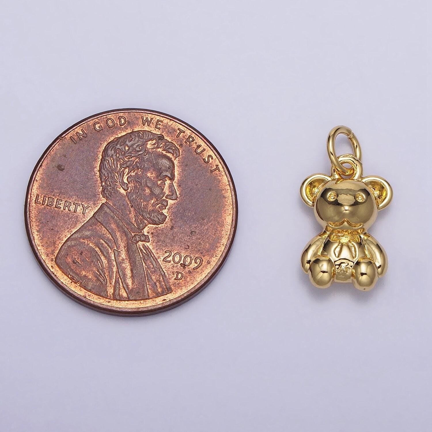 3d mini teddy bear pendant lead nickel free 24k gold plated brass animal charm necklace bracelet jewelry making ac215