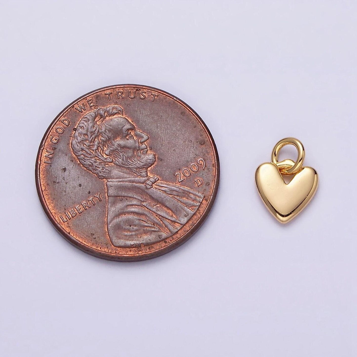 16k gold filled heart mini add-on charm in gold & silver | ac1342 ac1343