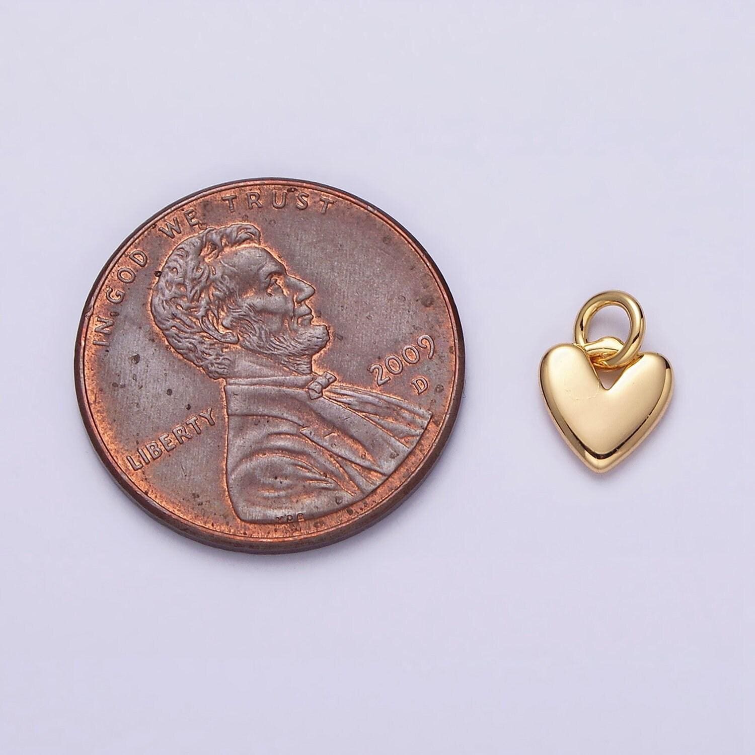 16k gold filled heart mini add-on charm in gold & silver | ac1342 ac1343