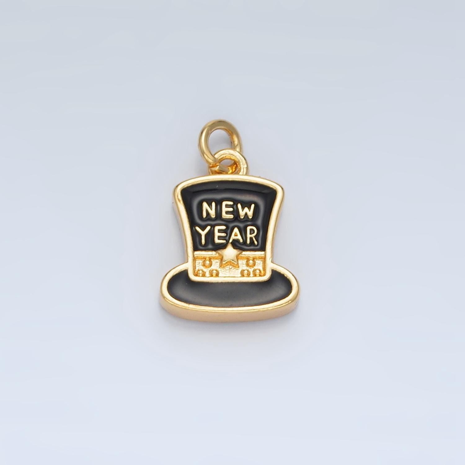 New years eve hat charm gold filed new years eve celebration charm inspired new years 2025 party fun charm bar supply n862