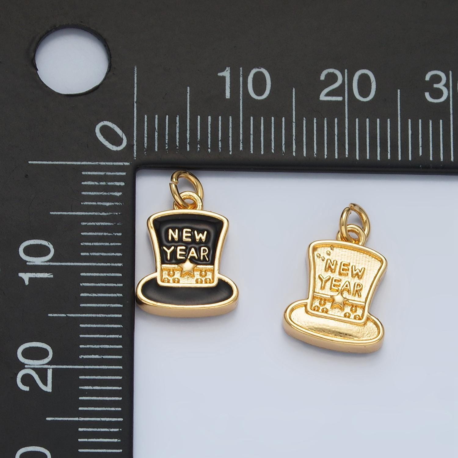 New years eve hat charm gold filed new years eve celebration charm inspired new years 2025 party fun charm bar supply n862