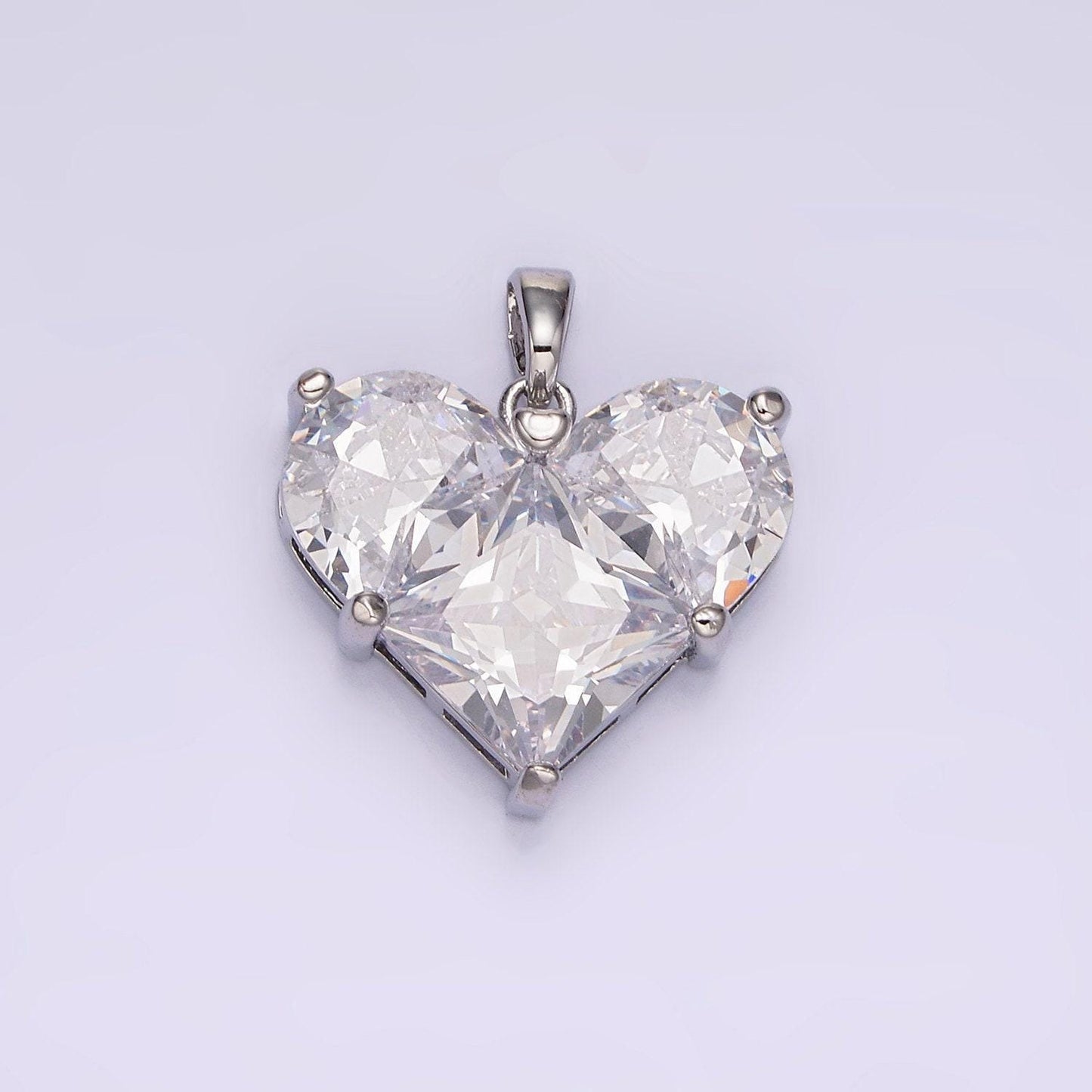 14k gold filled clear, pink pixelated pendant in gold & silver heart charm cubic faceted charm | n1809 - n1812