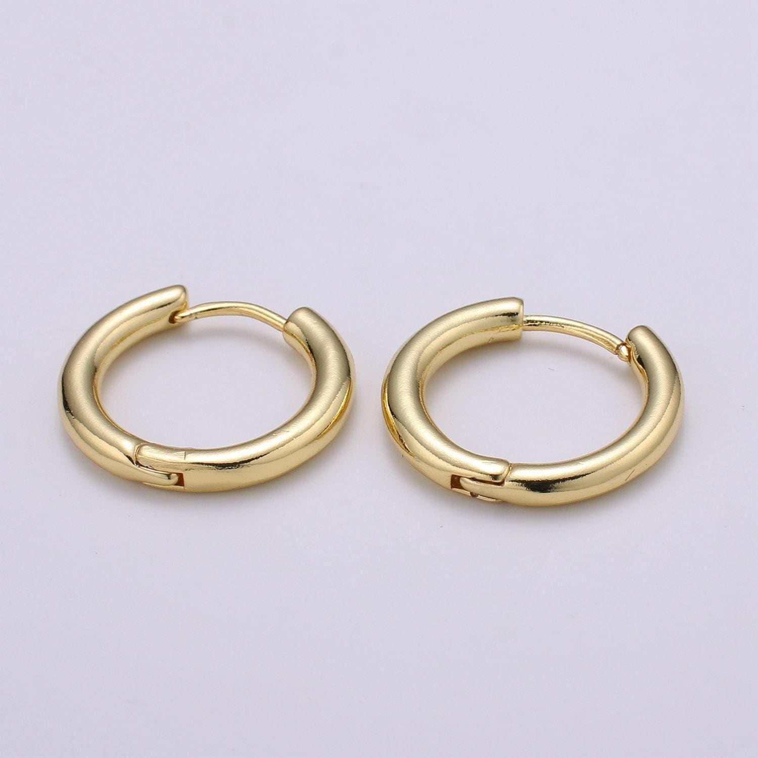 19.6mm solid hoops gold plated, zero gold earrings for diy earring craft supply jewelry making, earr-1382