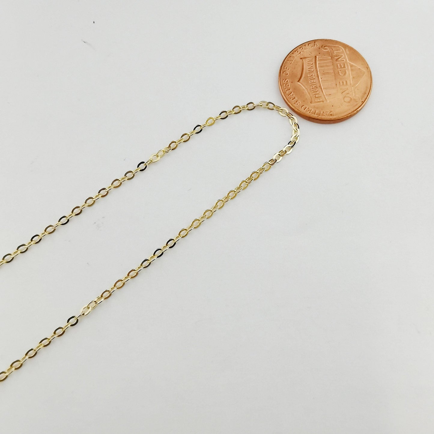 Gold rolo cable chain by yard, cable rolo chain wholesale bulk roll chain for jewelry, width 1.7mm, 202