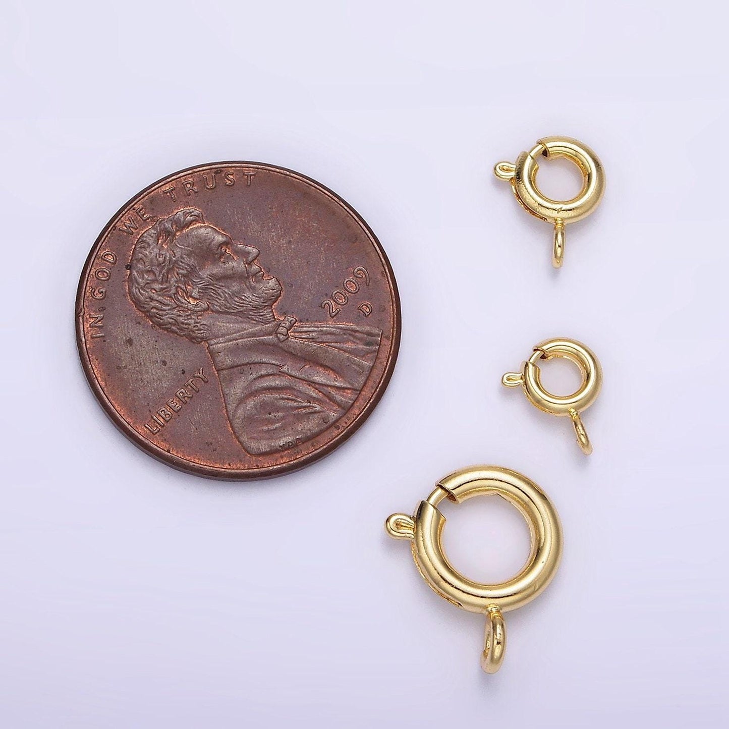 1pc 14k gold filled spring gate round ring charm holder gold end clasp for connector 12mm, 8mm, 7mm jewelry supply z530