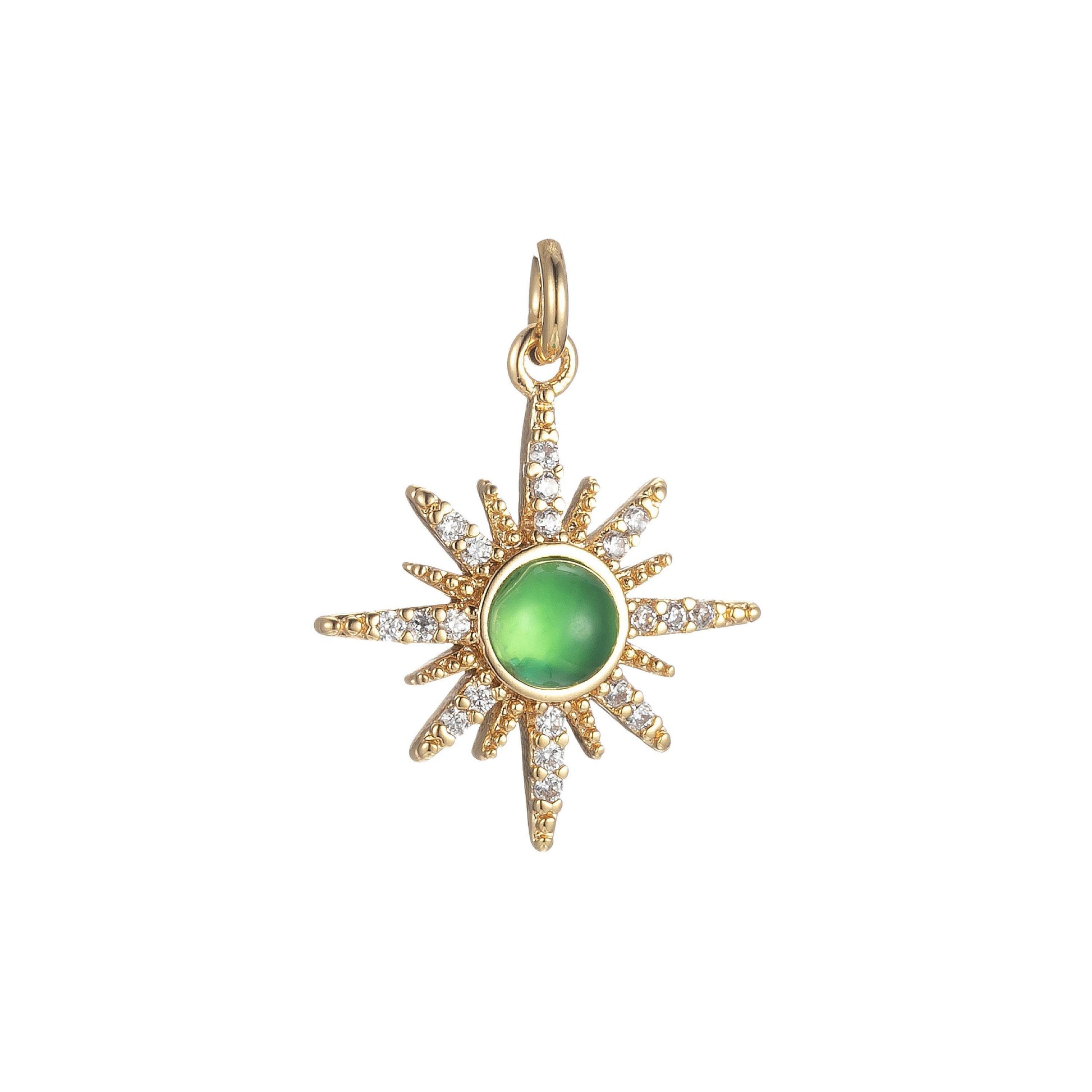 Opal star pendant, gold filled star burst charms dainty celestial jewelry making, charm for necklace bracelet earring component